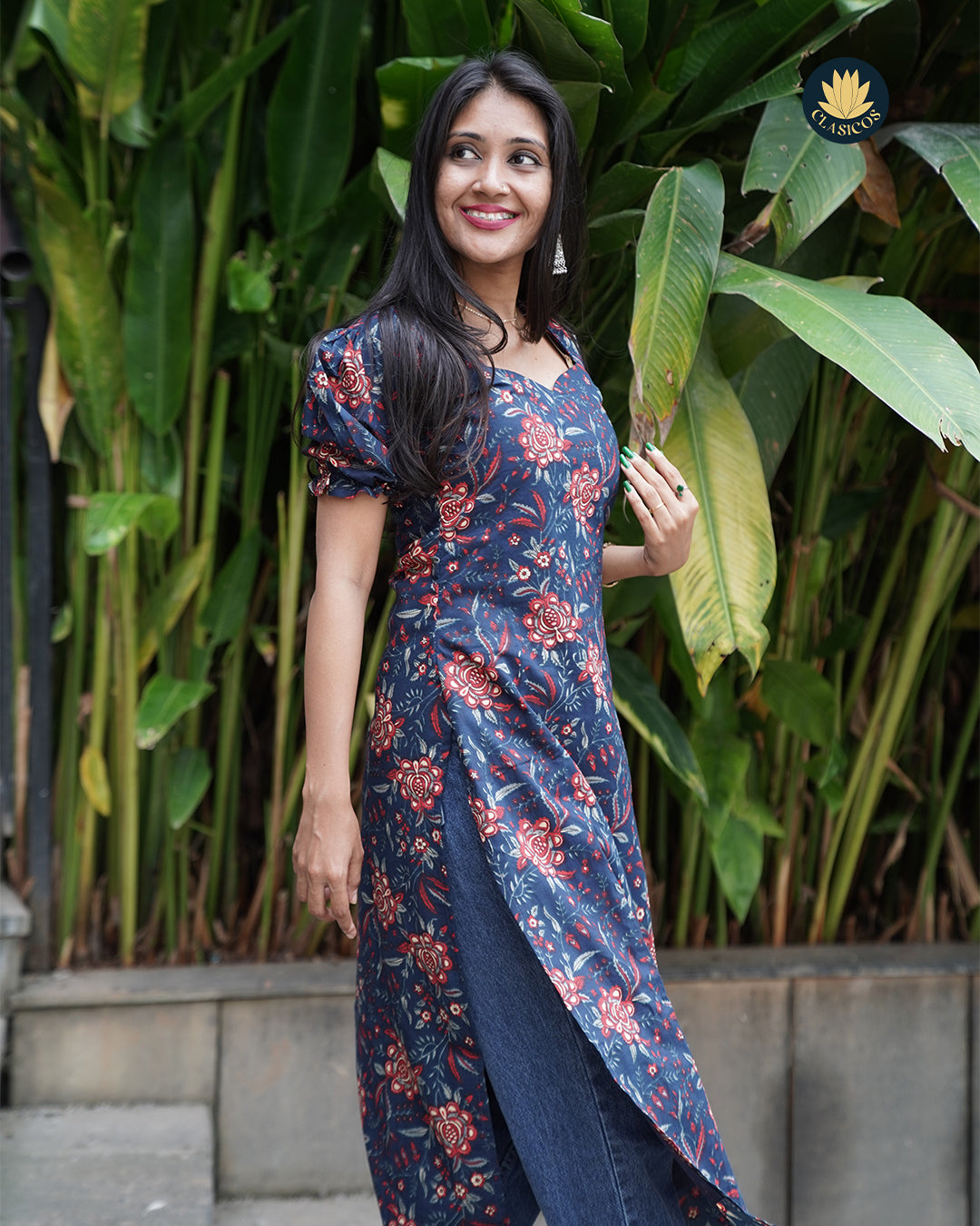 Trendy Cotton Casual with Puff Sleeves & Ambika Collar Neck - CLS0150