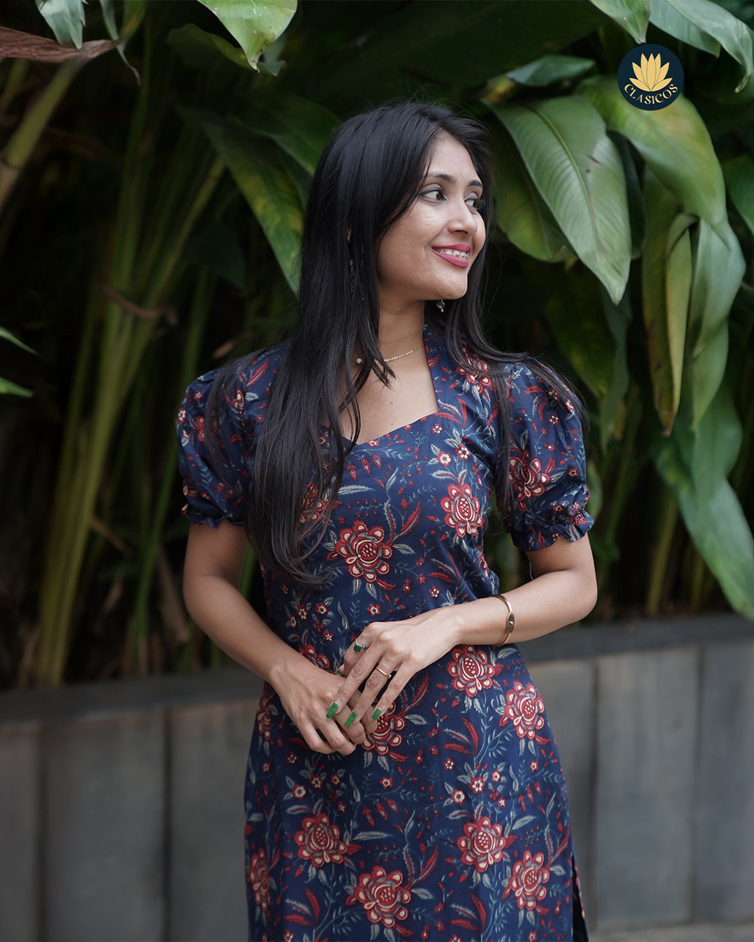 Trendy Cotton Casual with Puff Sleeves & Ambika Collar Neck - CLS0150