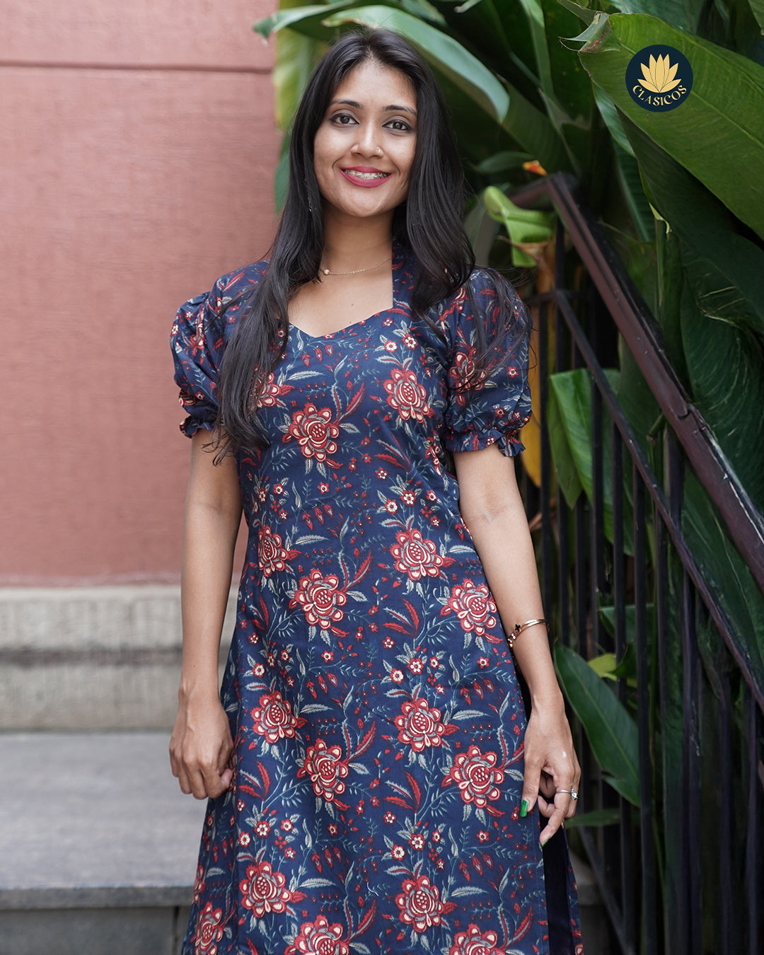 Trendy Cotton Casual with Puff Sleeves & Ambika Collar Neck - CLS0150