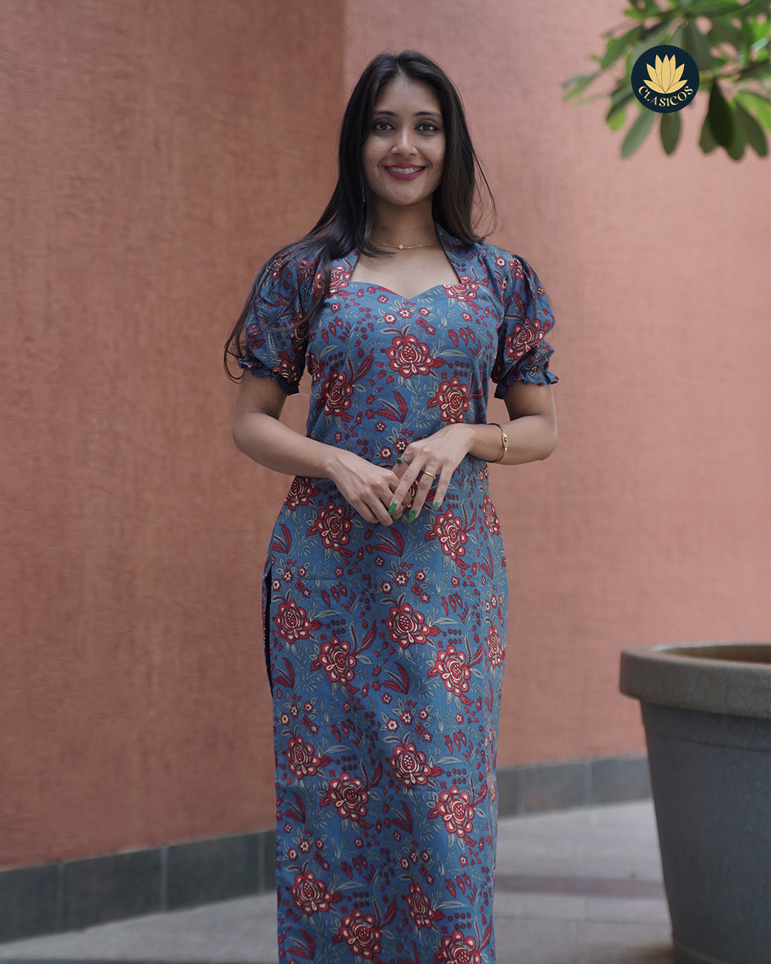 Trendy Cotton Casual with Puff Sleeves & Ambika Collar Neck - CLS0150