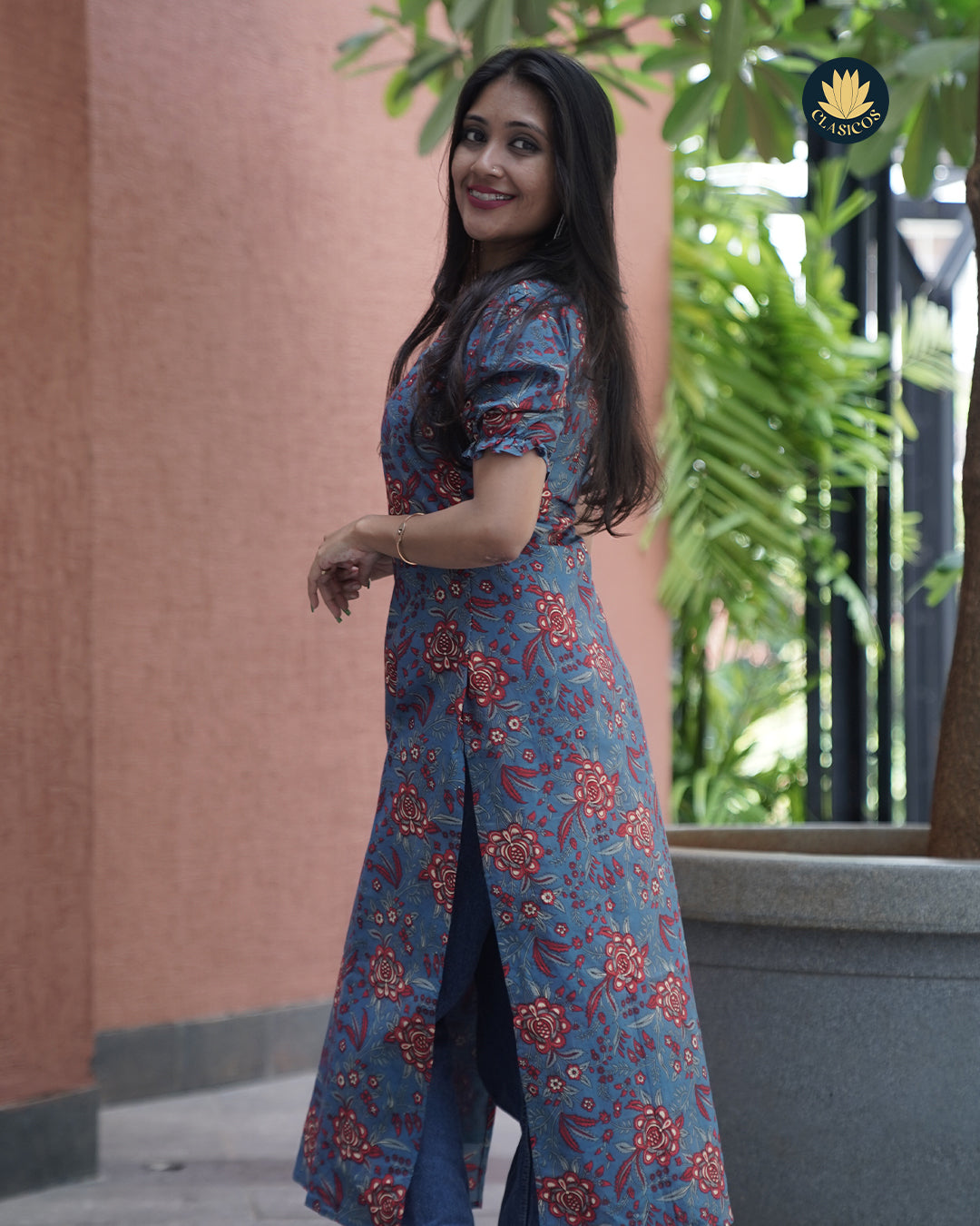 Trendy Cotton Casual with Puff Sleeves & Ambika Collar Neck - CLS0150