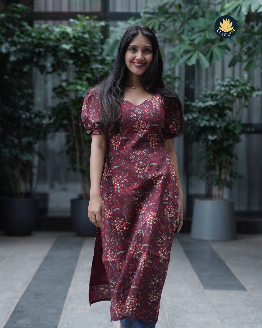 Trendy Cotton Casual with Puff Sleeves & Ambika Collar Neck - CLS0150