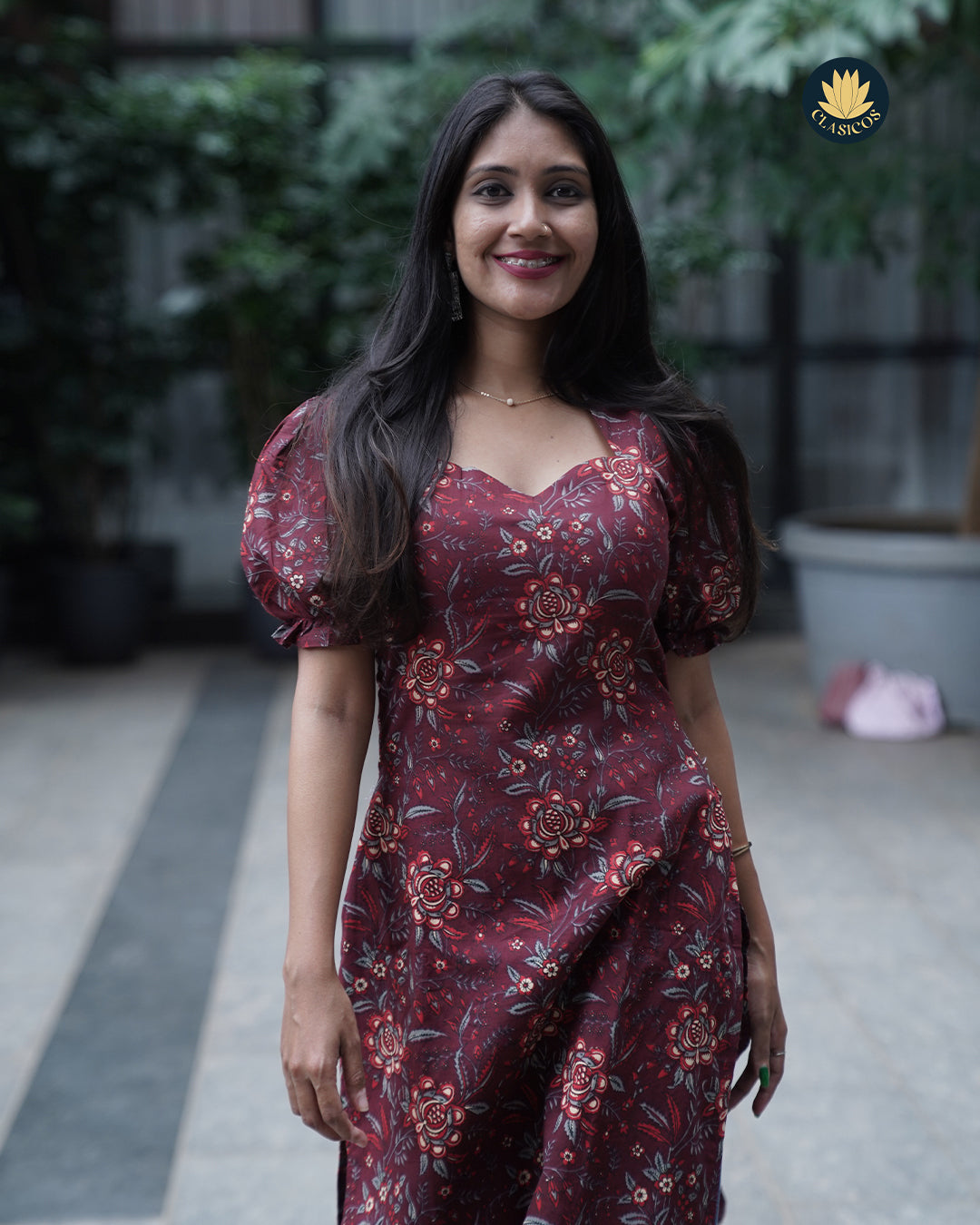 Trendy Cotton Casual with Puff Sleeves & Ambika Collar Neck - CLS0150