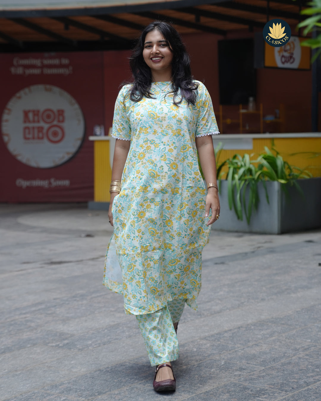 Trendy Cotton Casual with Elegant lace detailing on sleeves & Boatneck - CLS0151