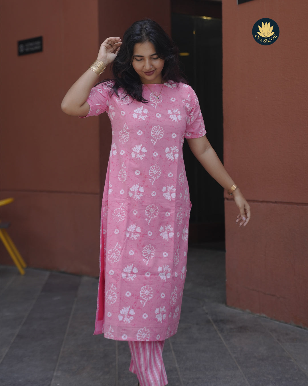 Trendy Cotton Casual with Elegant lace detailing on sleeves & Boatneck - CLS0151