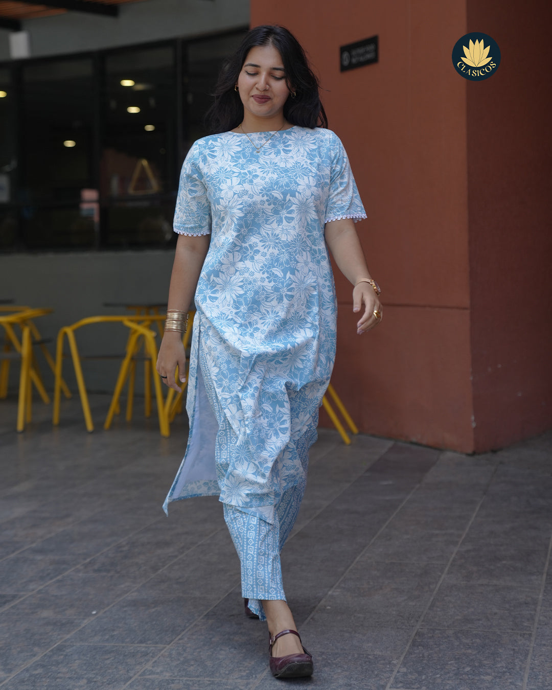 Trendy Cotton Casual with Elegant lace detailing on sleeves & Boatneck - CLS0151