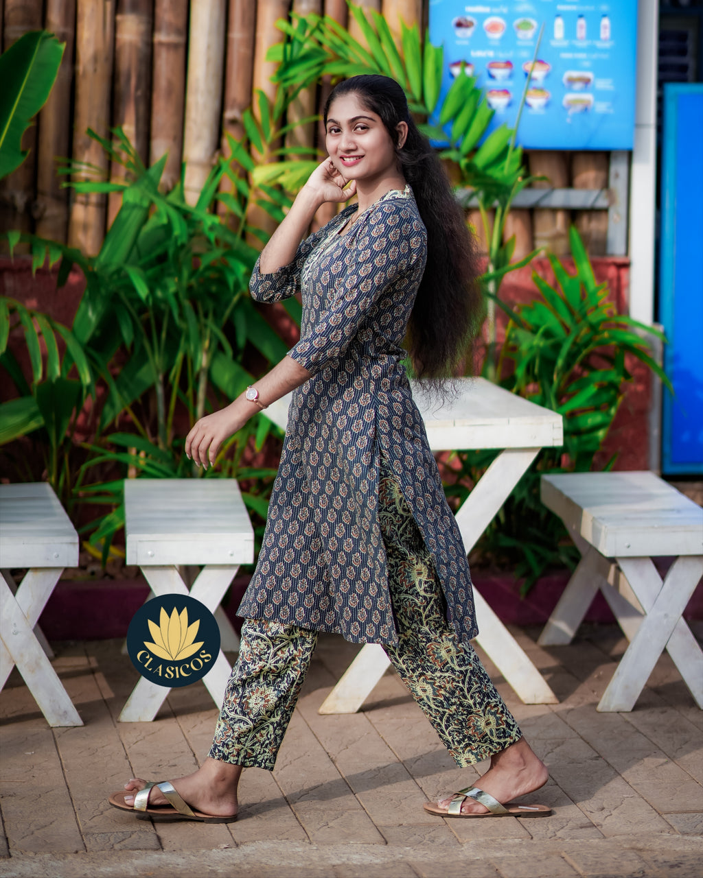 Cotton co-ordset with kantha work - CLS0169