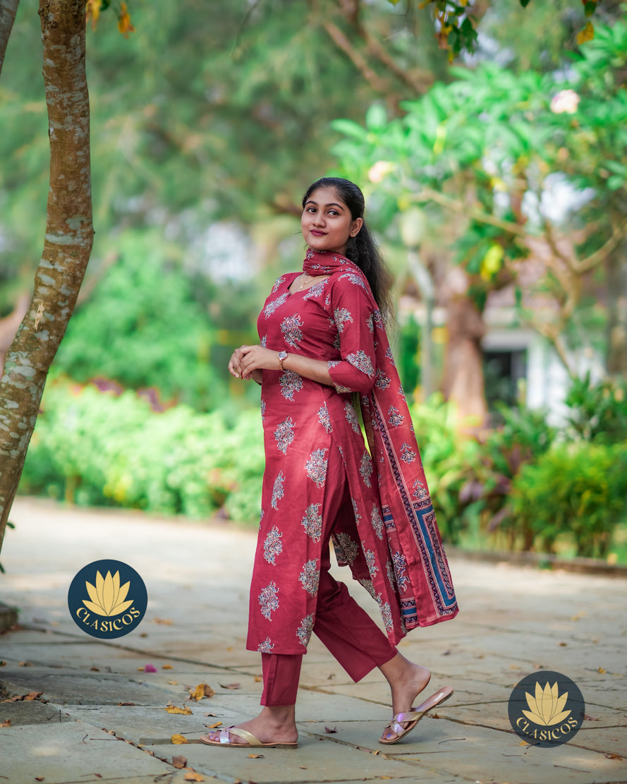 Radiant Red Premium Cotton Salwar Set - CLS0177