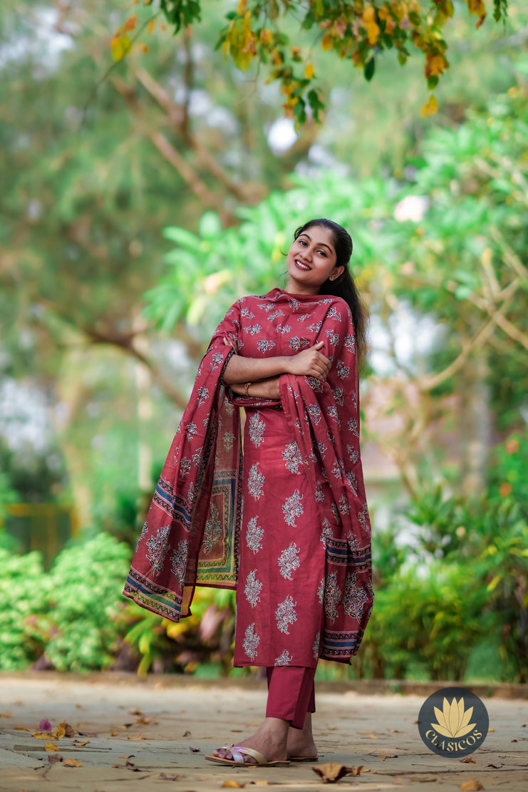 Radiant Red Premium Cotton Salwar Set - CLS0177