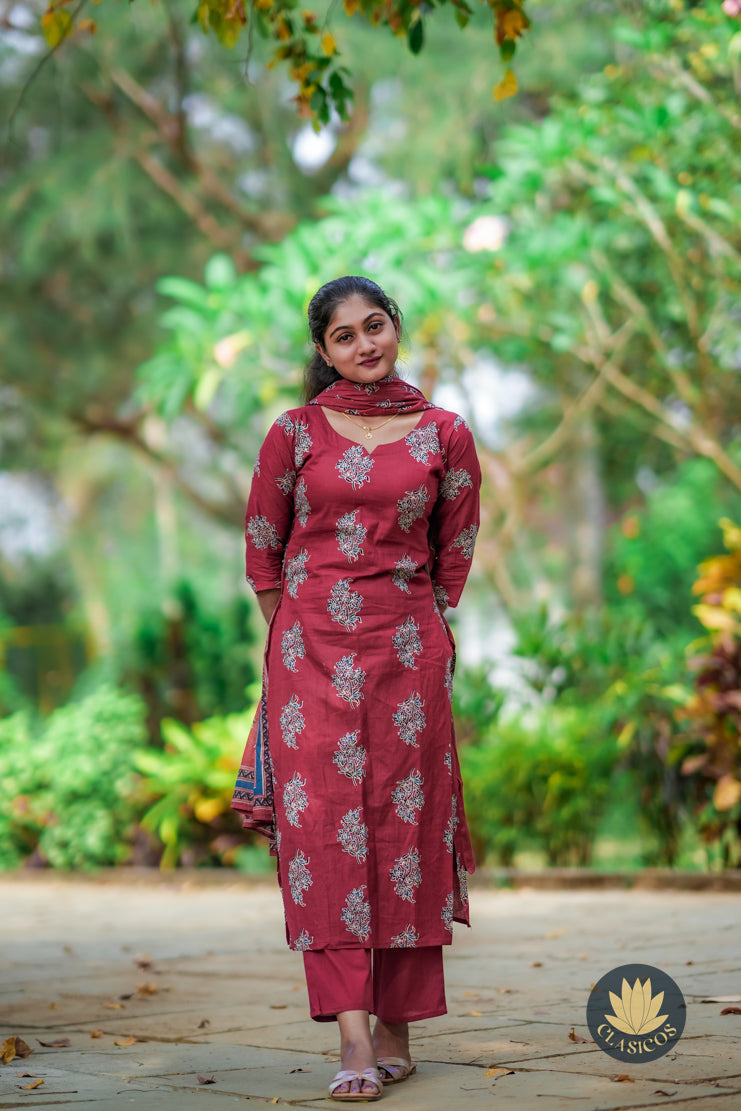 Radiant Red Premium Cotton Salwar Set - CLS0177