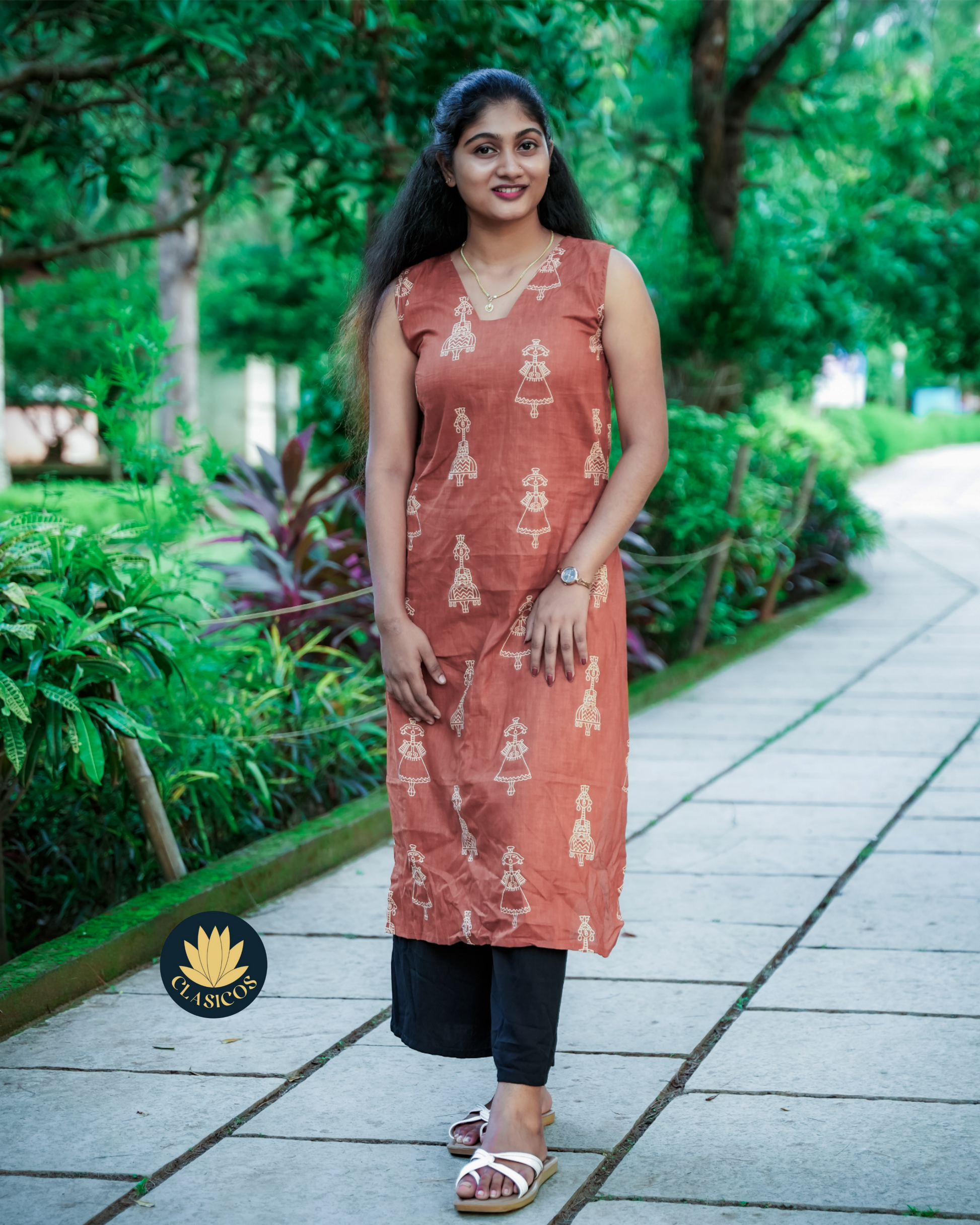 Pure Cotton Tribal Tales Block Printed Kurti (Sleeves inside) - CLS0189