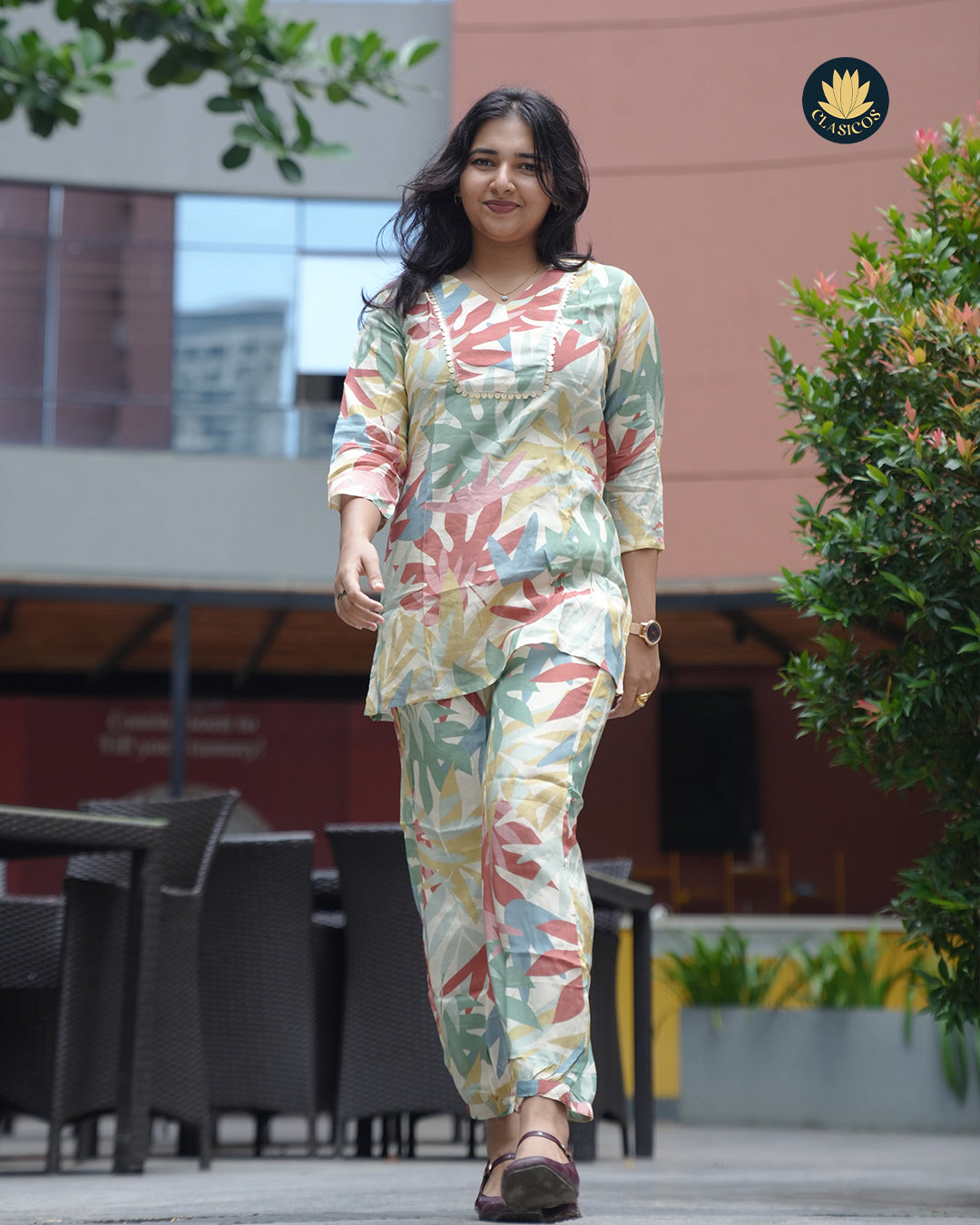Premium Muslin Fabric Short Kurti and Bottom Set - CLS00154