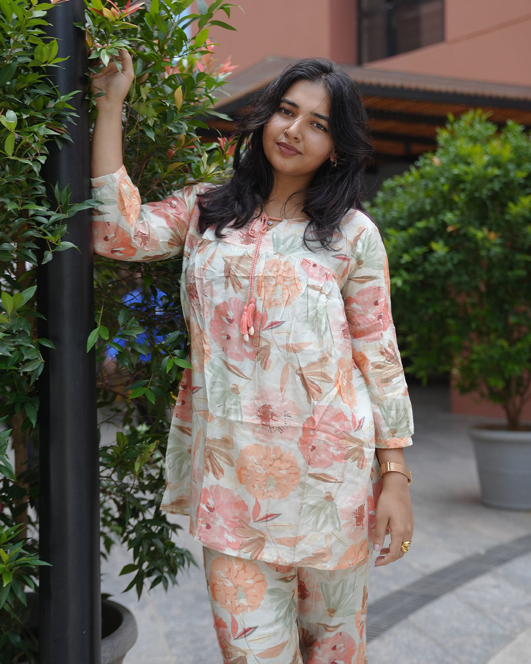 Premium Muslin Fabric Short Kurti and Bottom Set - CLS00153