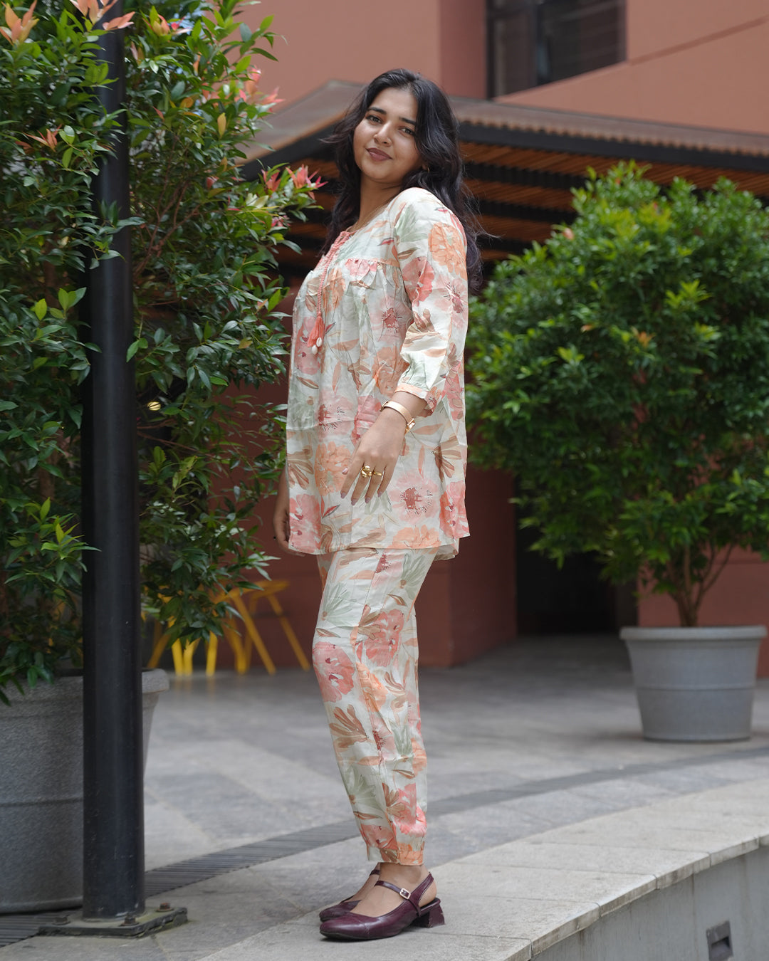 Premium Muslin Fabric Short Kurti and Bottom Set - CLS00153
