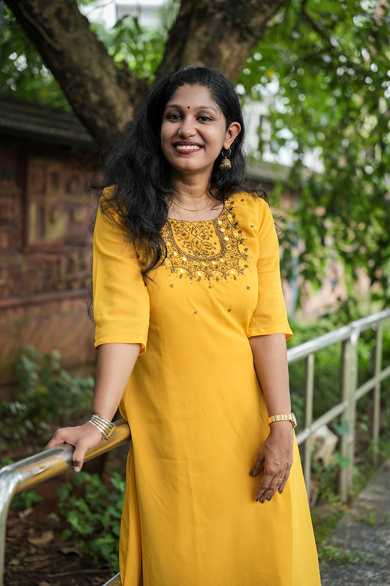 Georgette Handwork A-Line Partywear Kurti - CLS0093