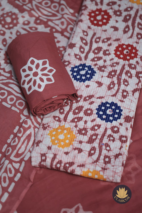 Beautiful printed unstitched cotton salwar suit set in soft pastel shades - CLS0145