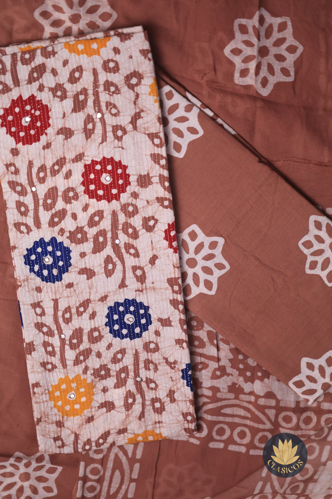 Beautiful printed unstitched cotton salwar suit set in soft pastel shades - CLS0145