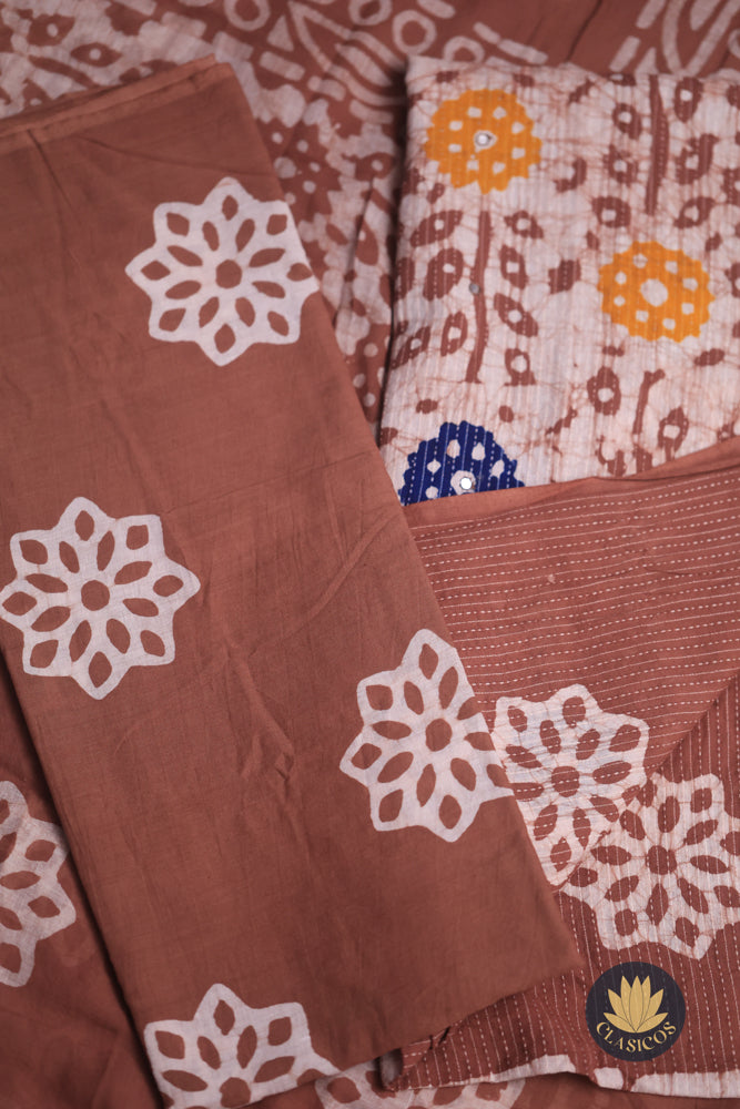 Beautiful printed unstitched cotton salwar suit set in soft pastel shades - CLS0145