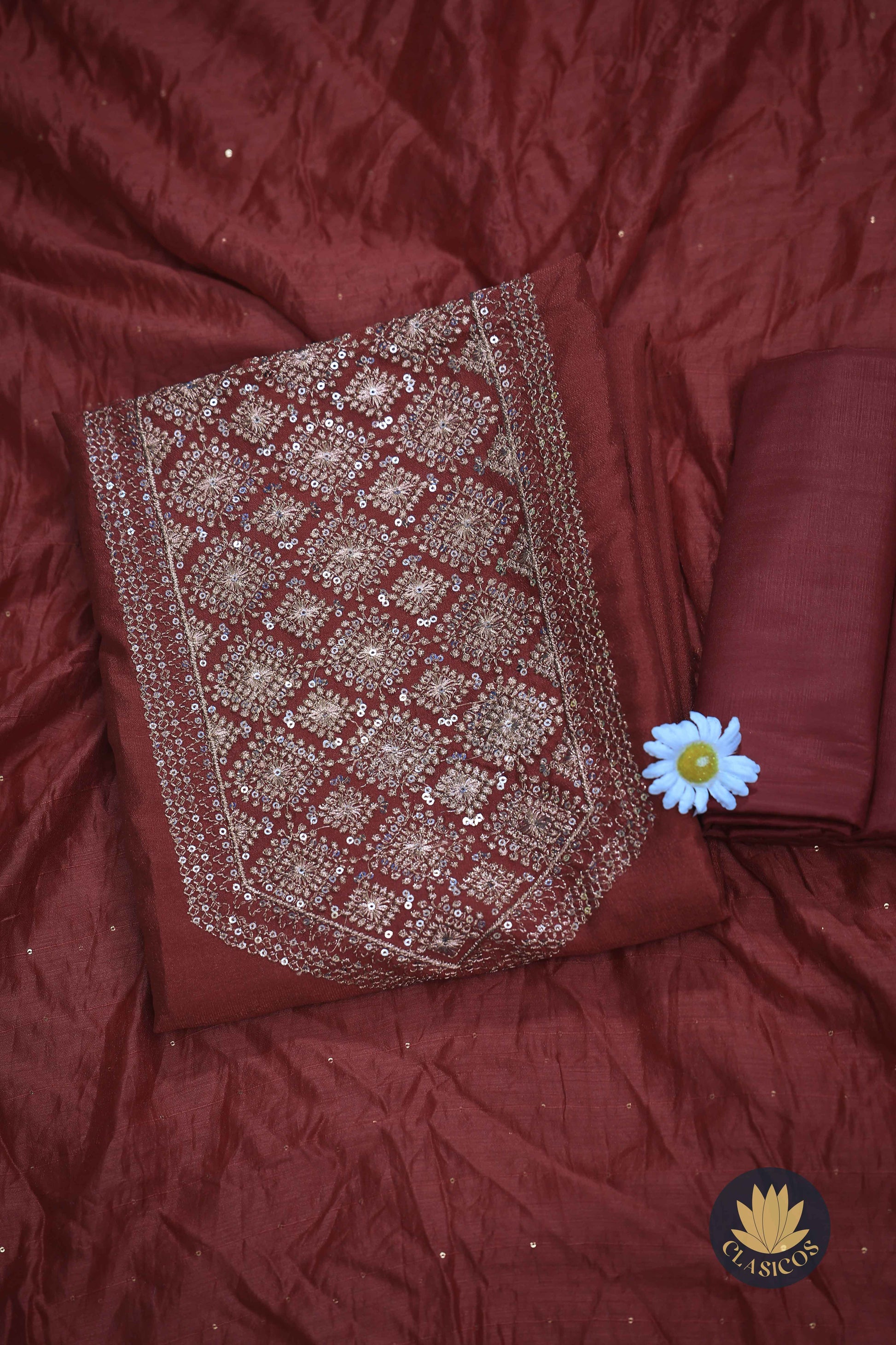 Vijithra Silk Unstitched Salwar Suit – Grace with a Touch of Glamour - CLS0149