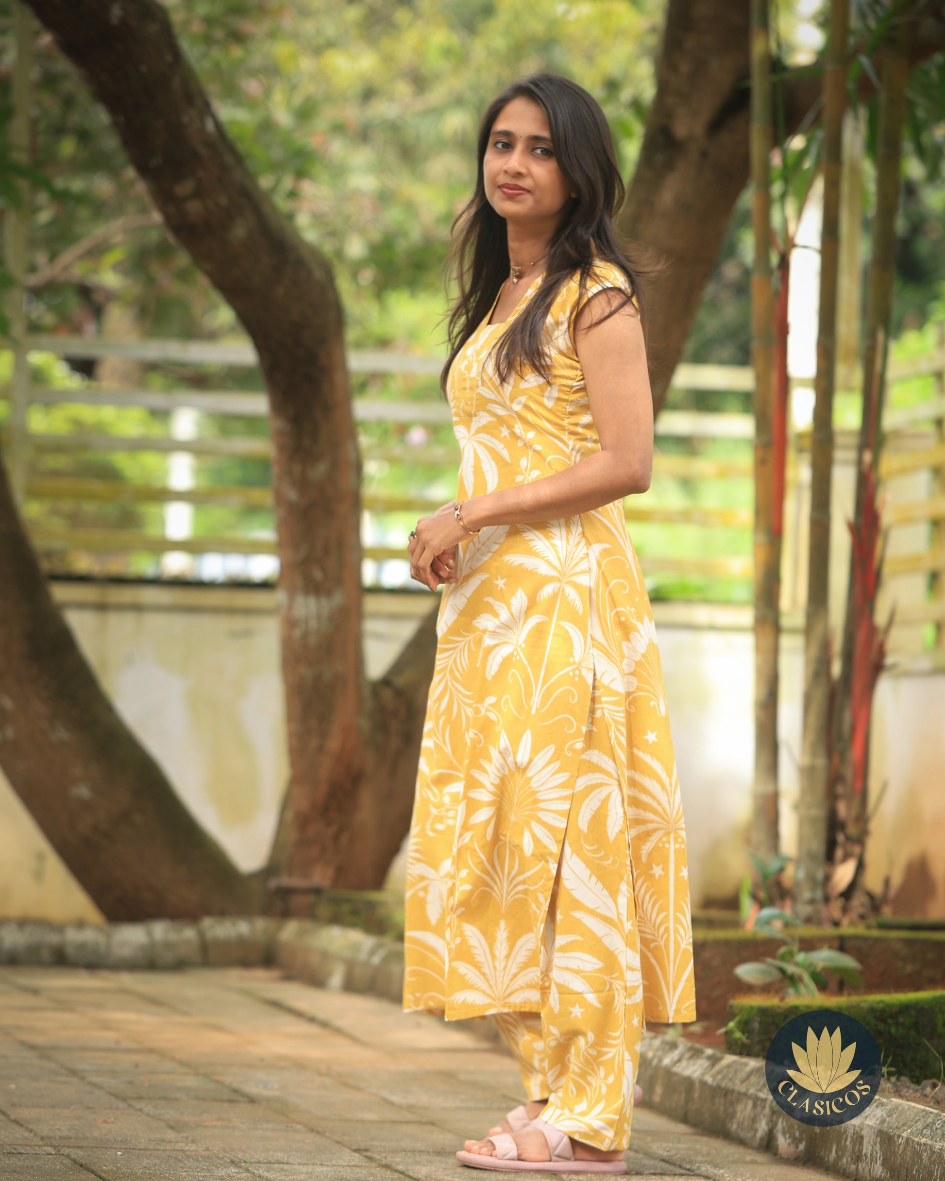 Warm Yellow Sleeveless Cotton Co-ord Set - CLS0159