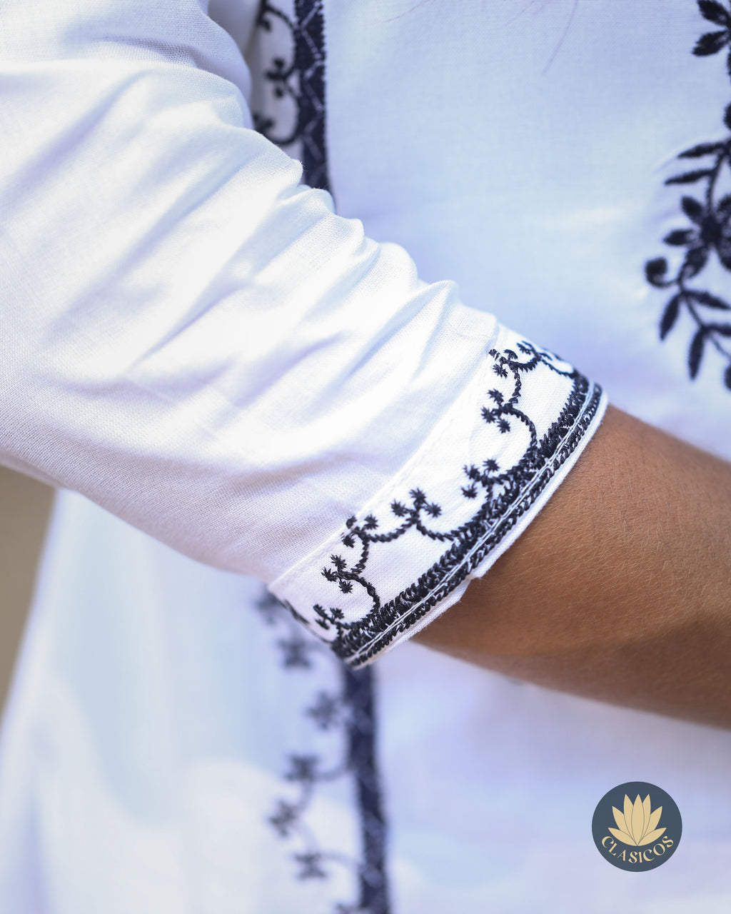 cotton embroidered Short Kurti - White - CLS0172