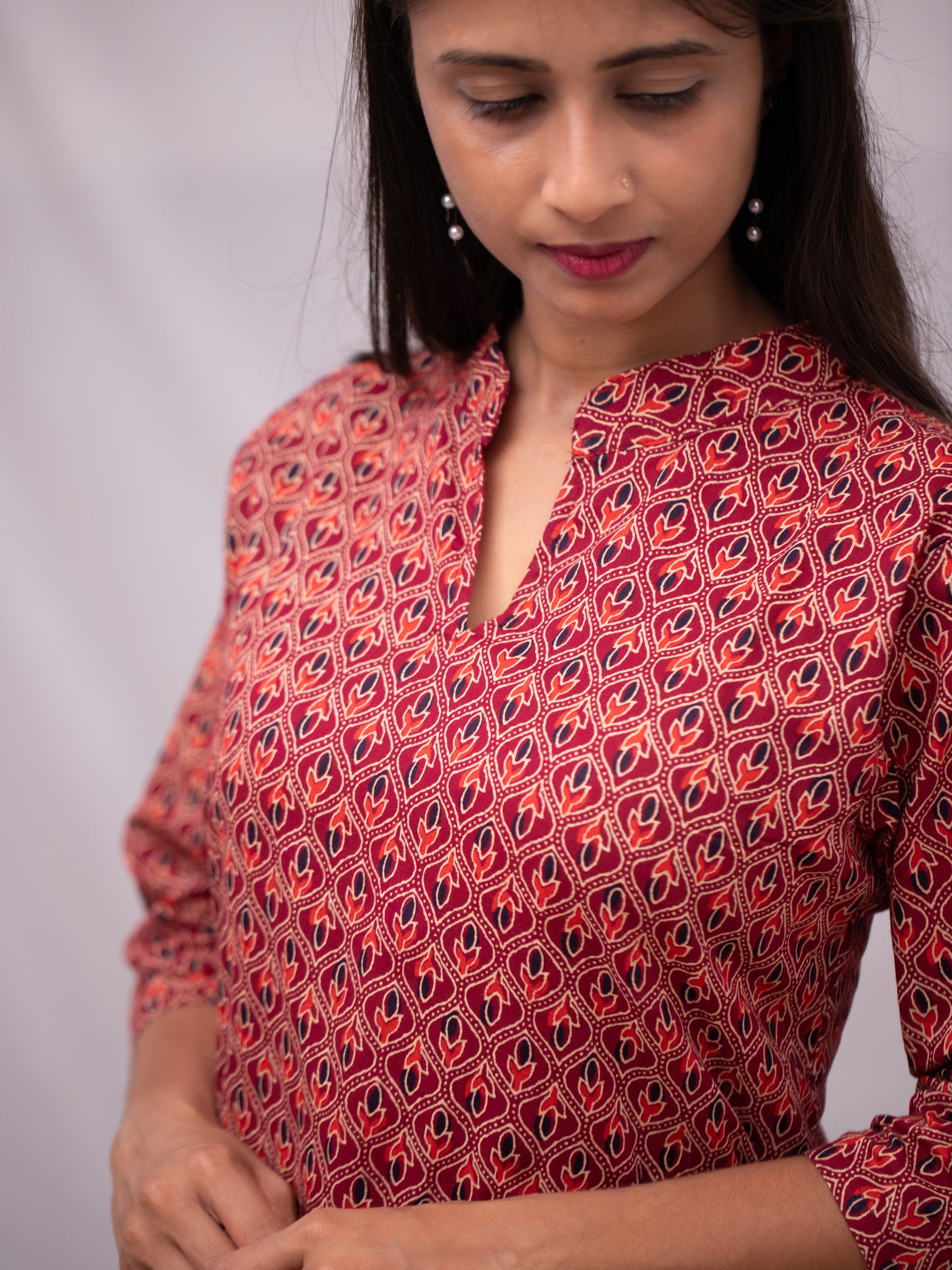 Cotton Ajrakh Casual kurti