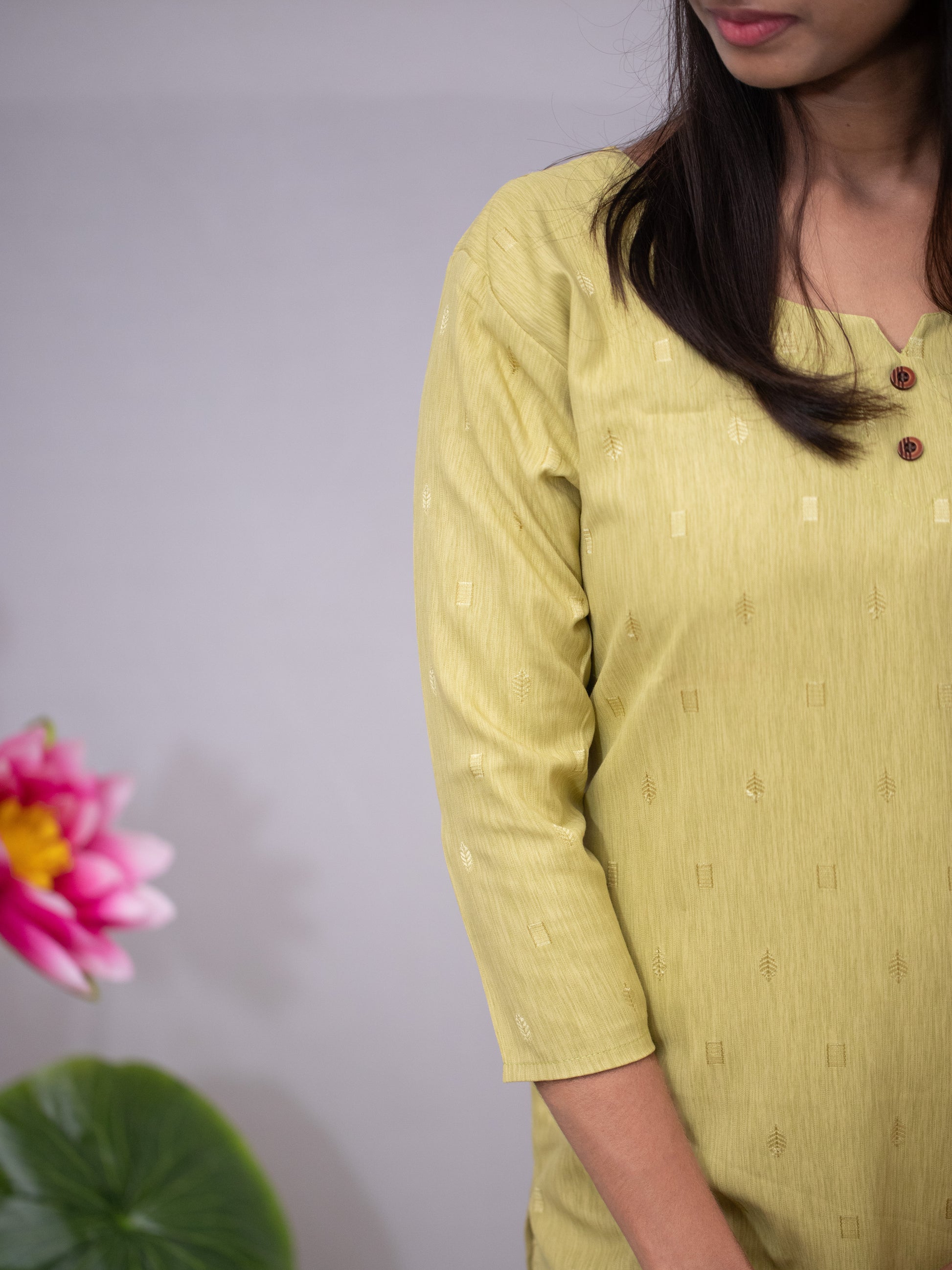 Cotton Casual with buttas - green and blue