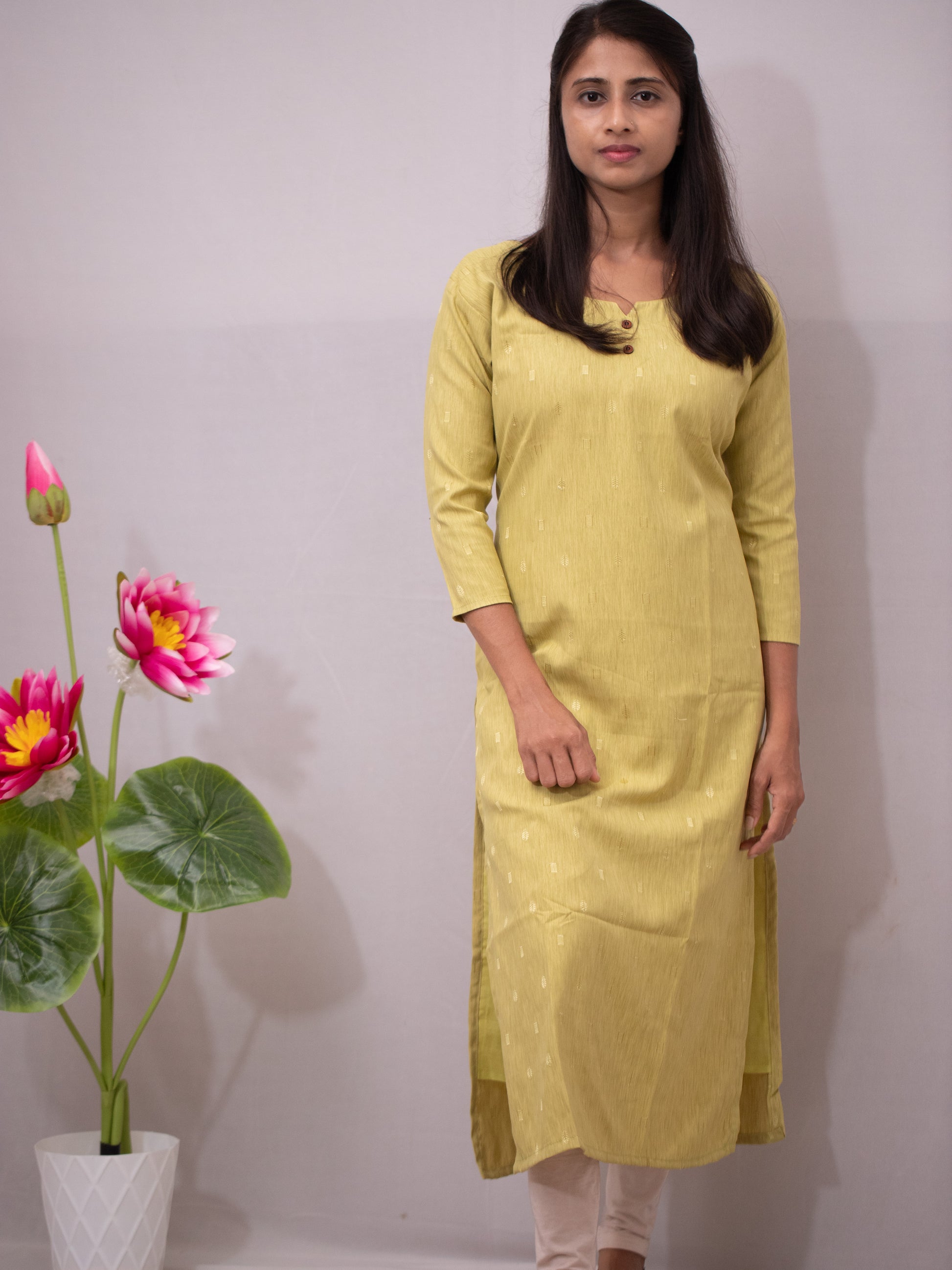 Cotton Casual with buttas - green and blue