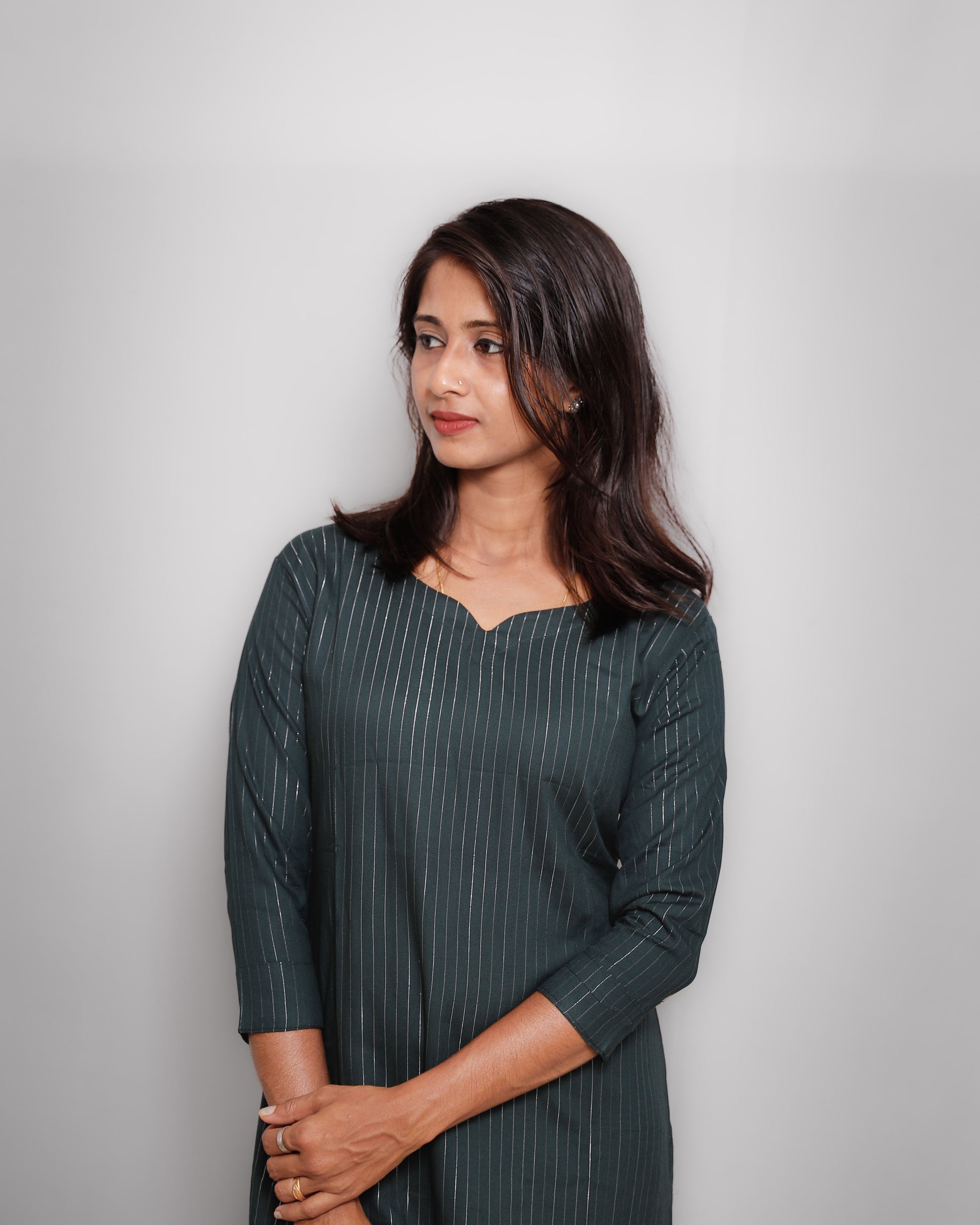 Rayon Silver Striped Casual