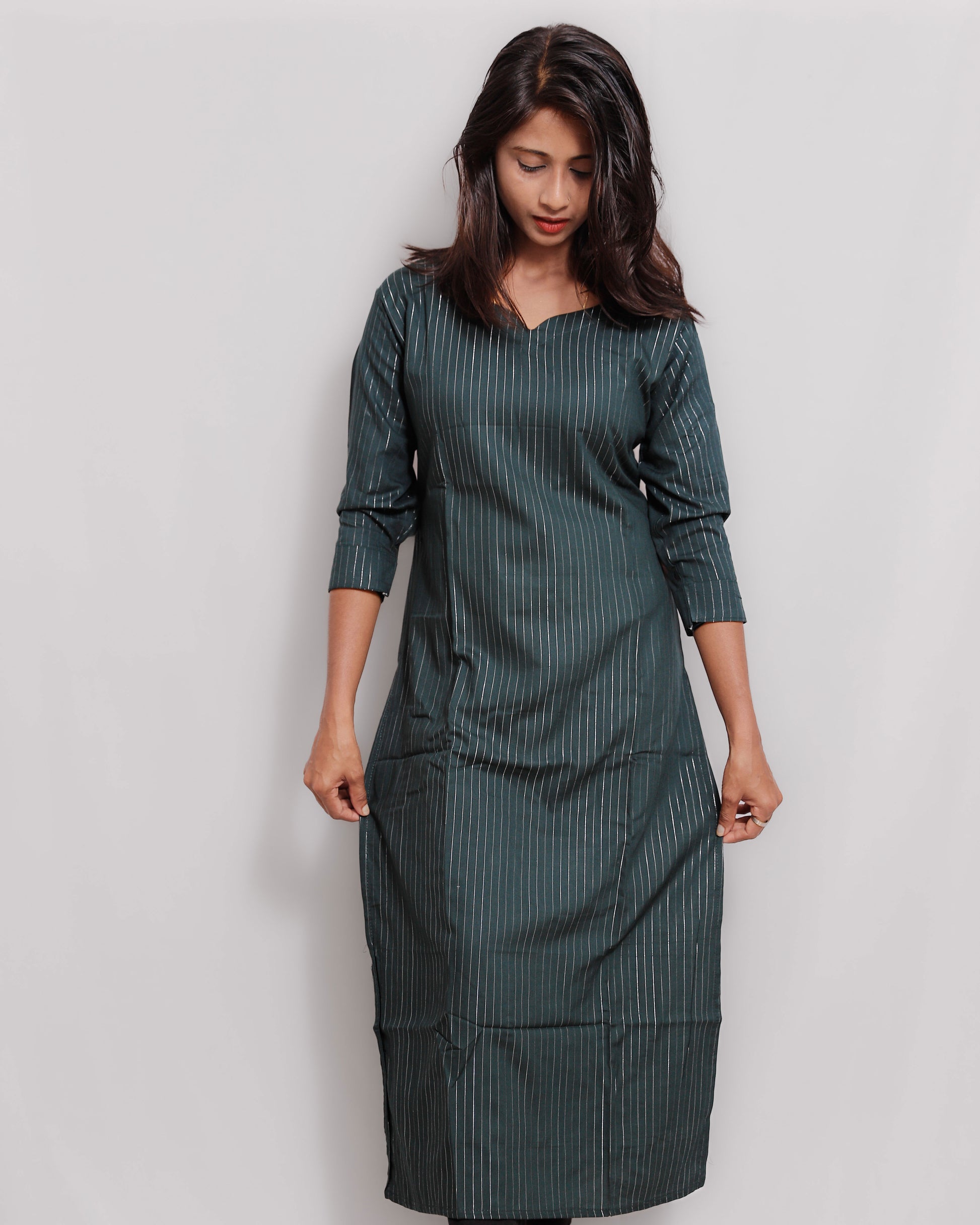 Rayon Silver Striped Casual