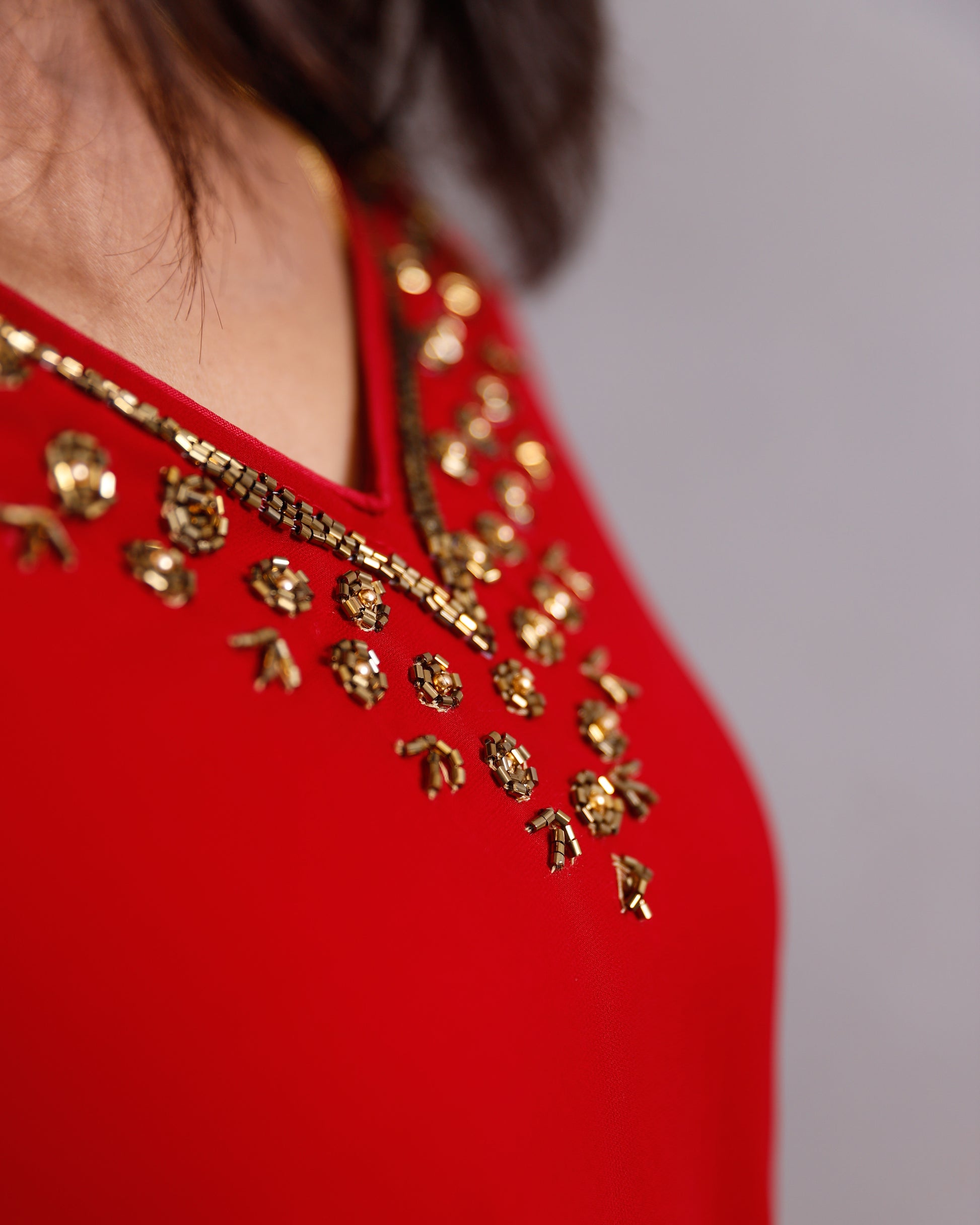 Georgette Handwork Kurti with Ajrakh Side Patch - VR0060