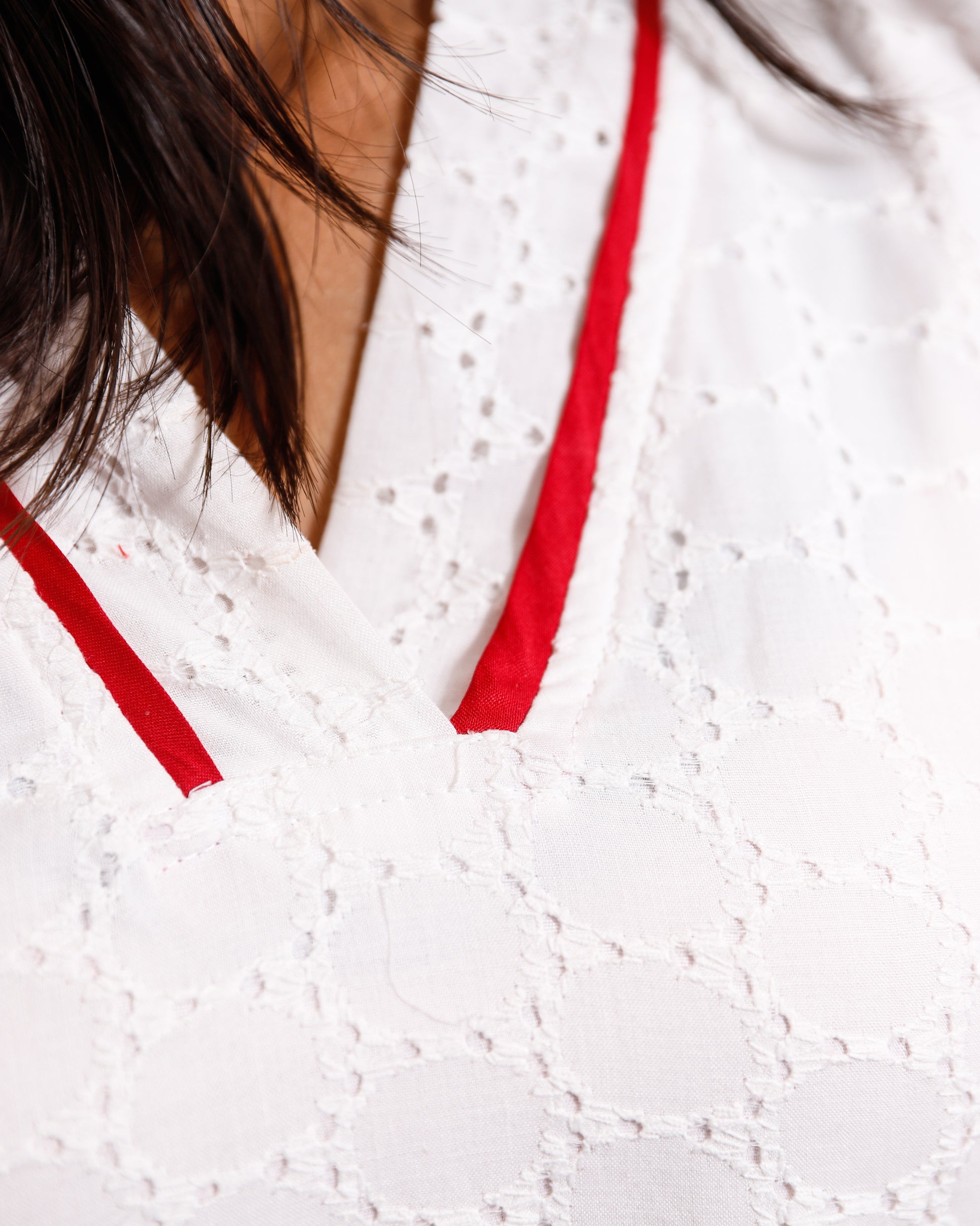 Simple and Elegant Hakoba Shawl Neck Kurti