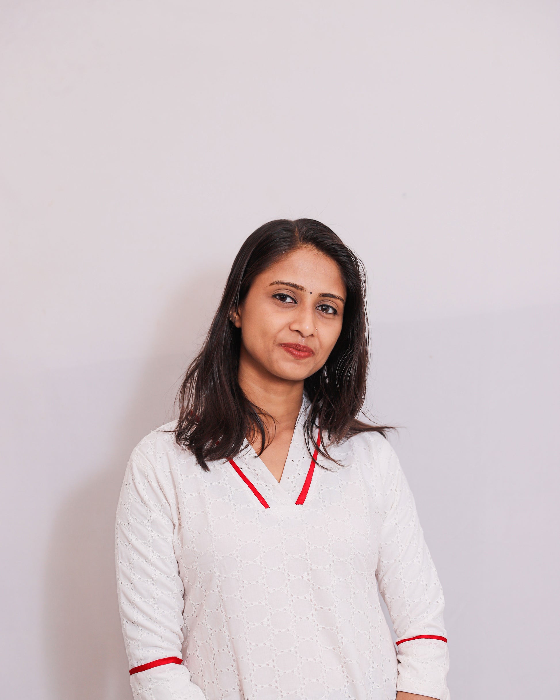 Simple and Elegant Hakoba Shawl Neck Kurti