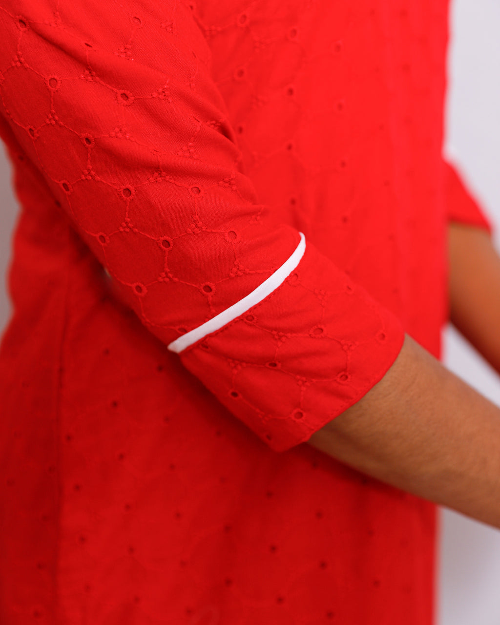 Simple and Elegant Hakoba Shawl Neck Kurti