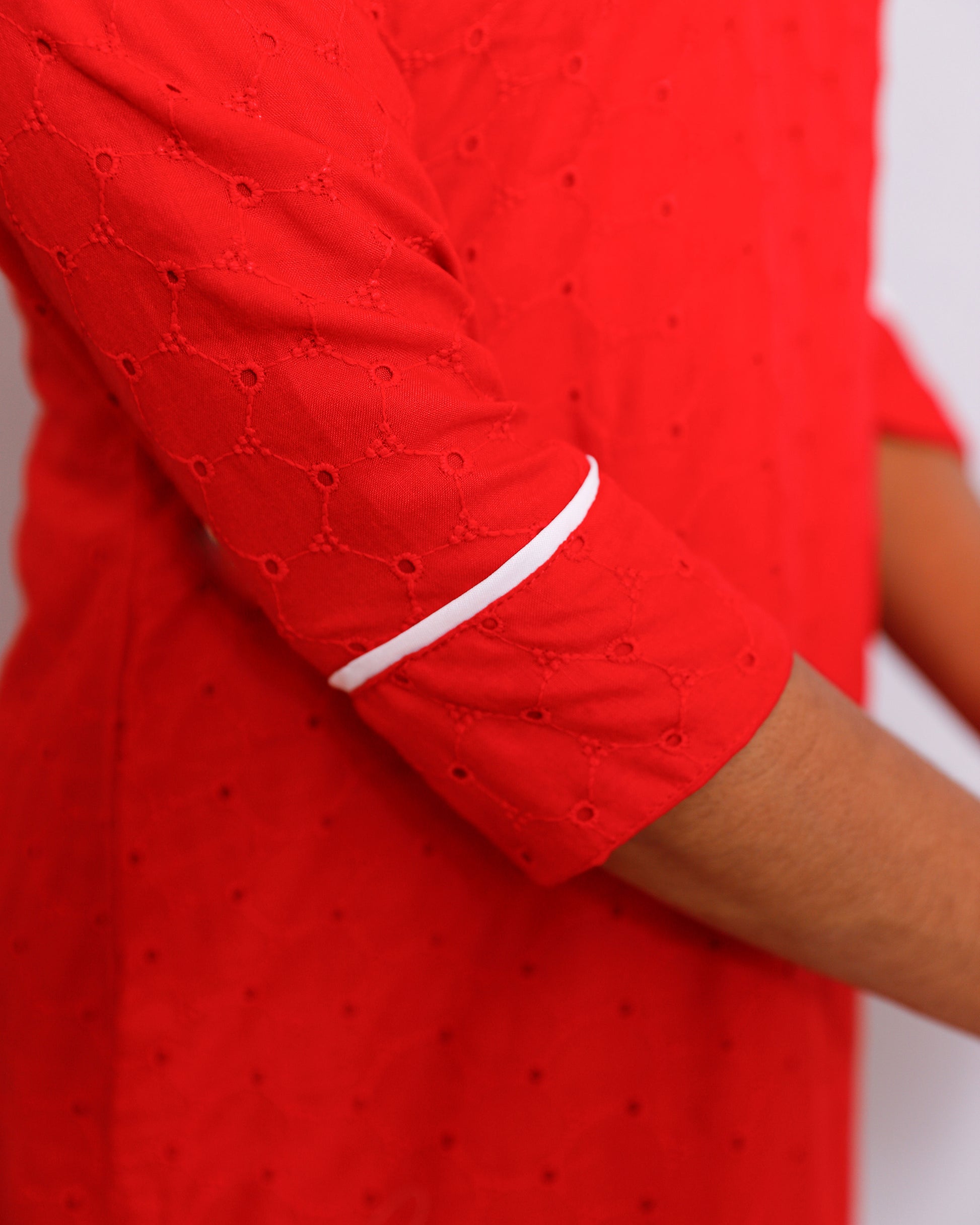 Simple and Elegant Hakoba Shawl Neck Kurti