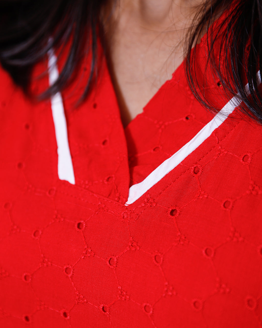 Simple and Elegant Hakoba Shawl Neck Kurti