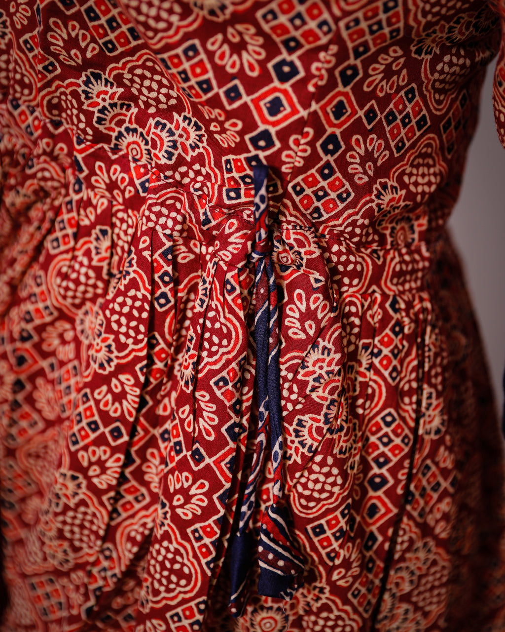 Cotton Ajrakh Print Dress for Women – Elegant Handblock Design with Cotton Lining - VR0070