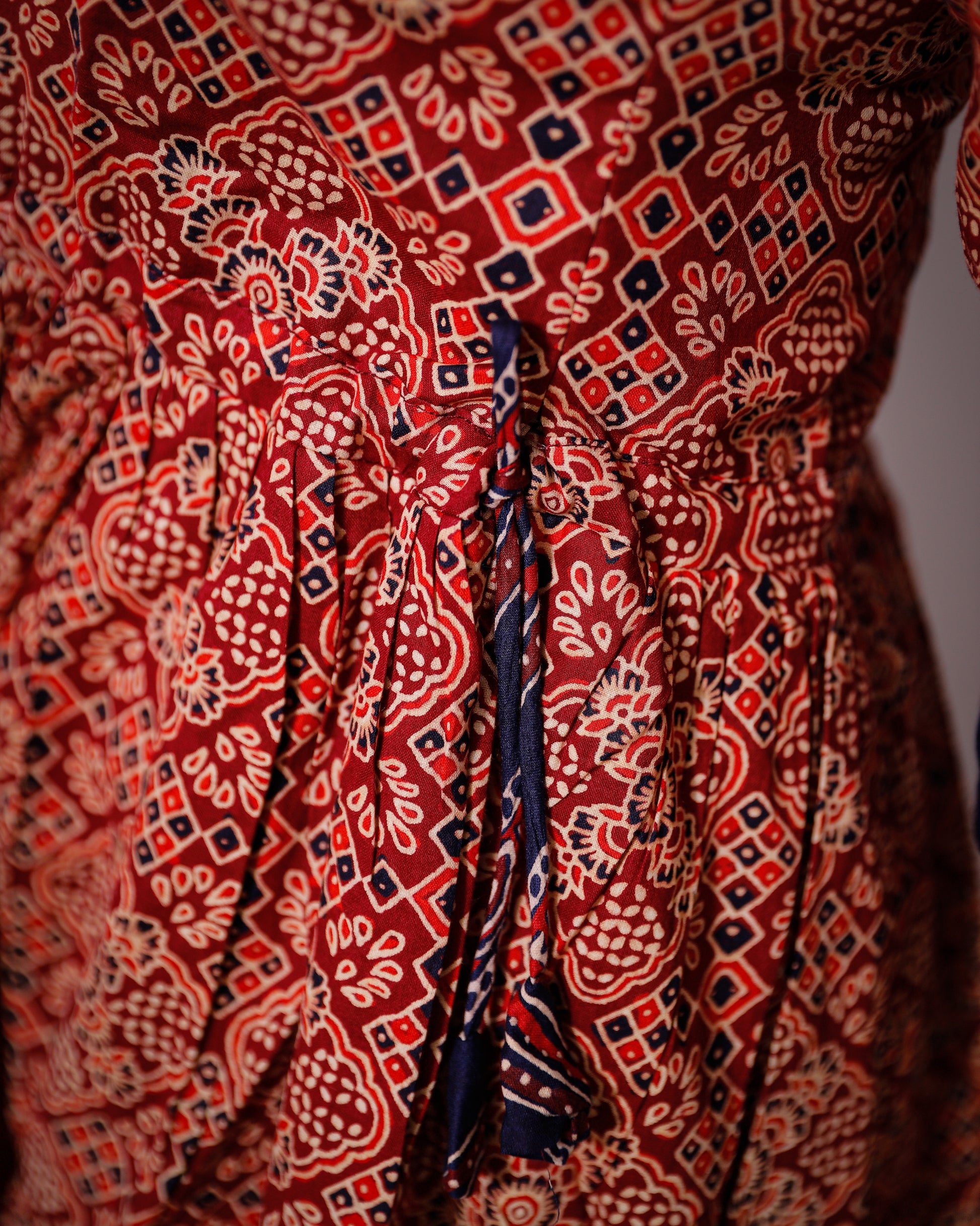 Cotton Ajrakh Print Dress for Women – Elegant Handblock Design with Cotton Lining - VR0070