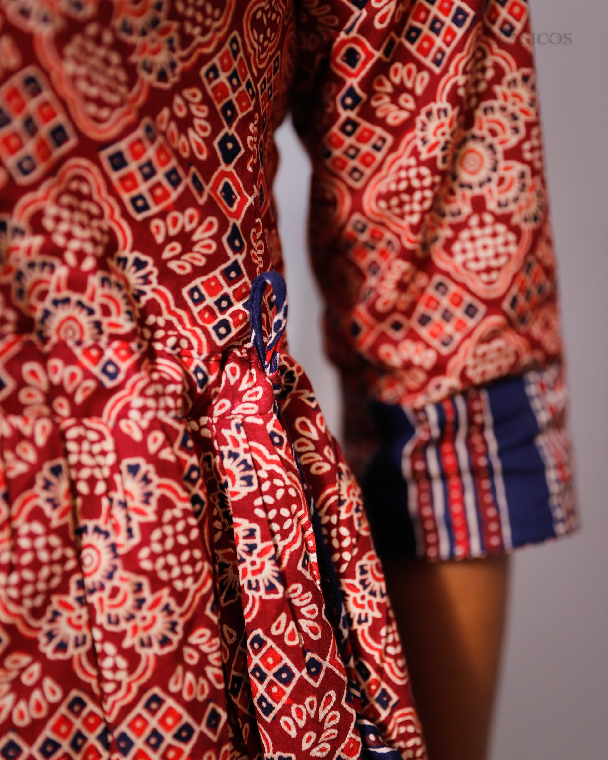 Cotton Ajrakh Print Dress for Women – Elegant Handblock Design with Cotton Lining - VR0070