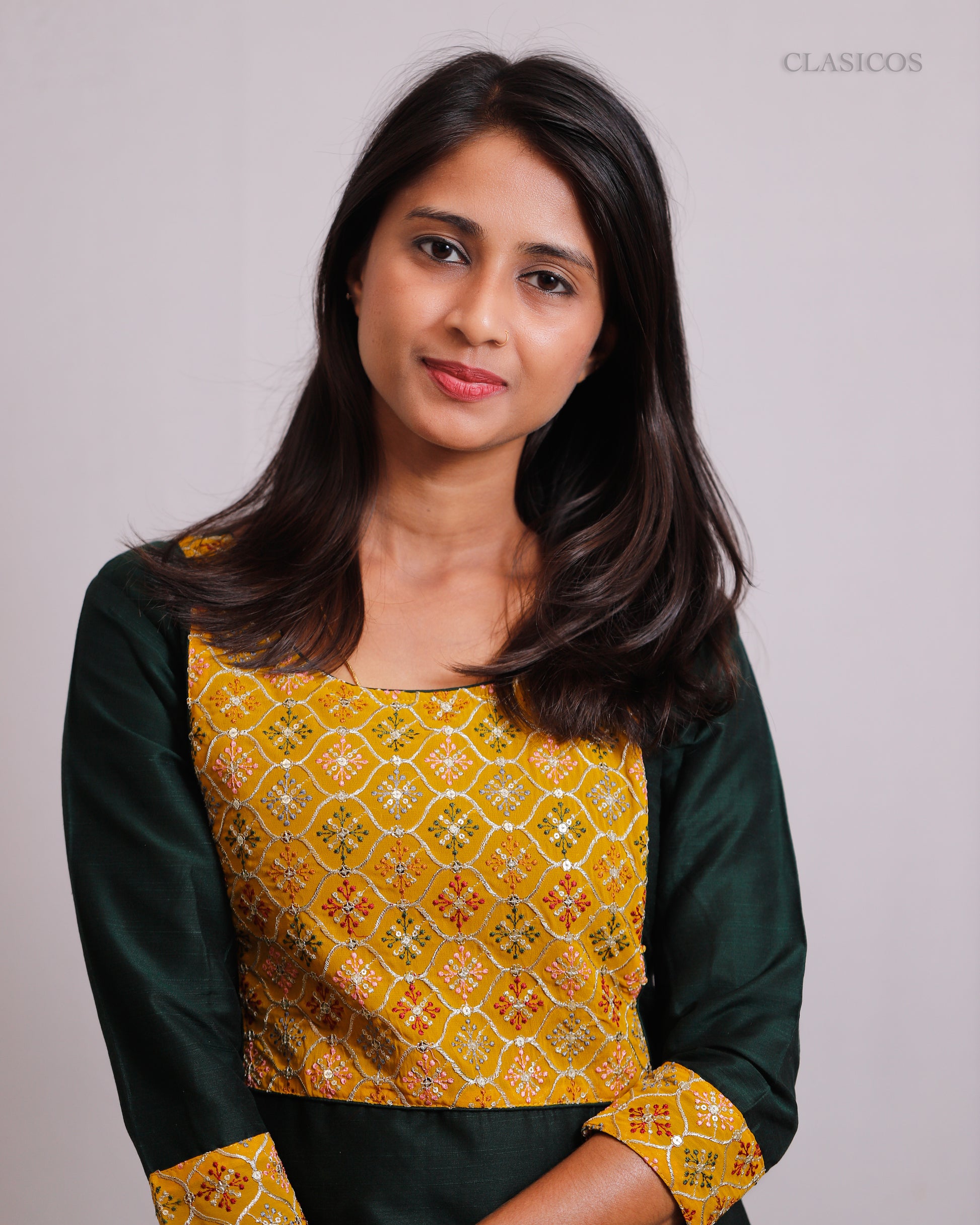 Premium Slub Cotton Kurti with Statement Patch & Rich Color Harmony - CLS0110