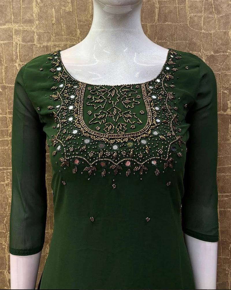 Georgette Handwork A-Line Partywear Kurti - CLS0093