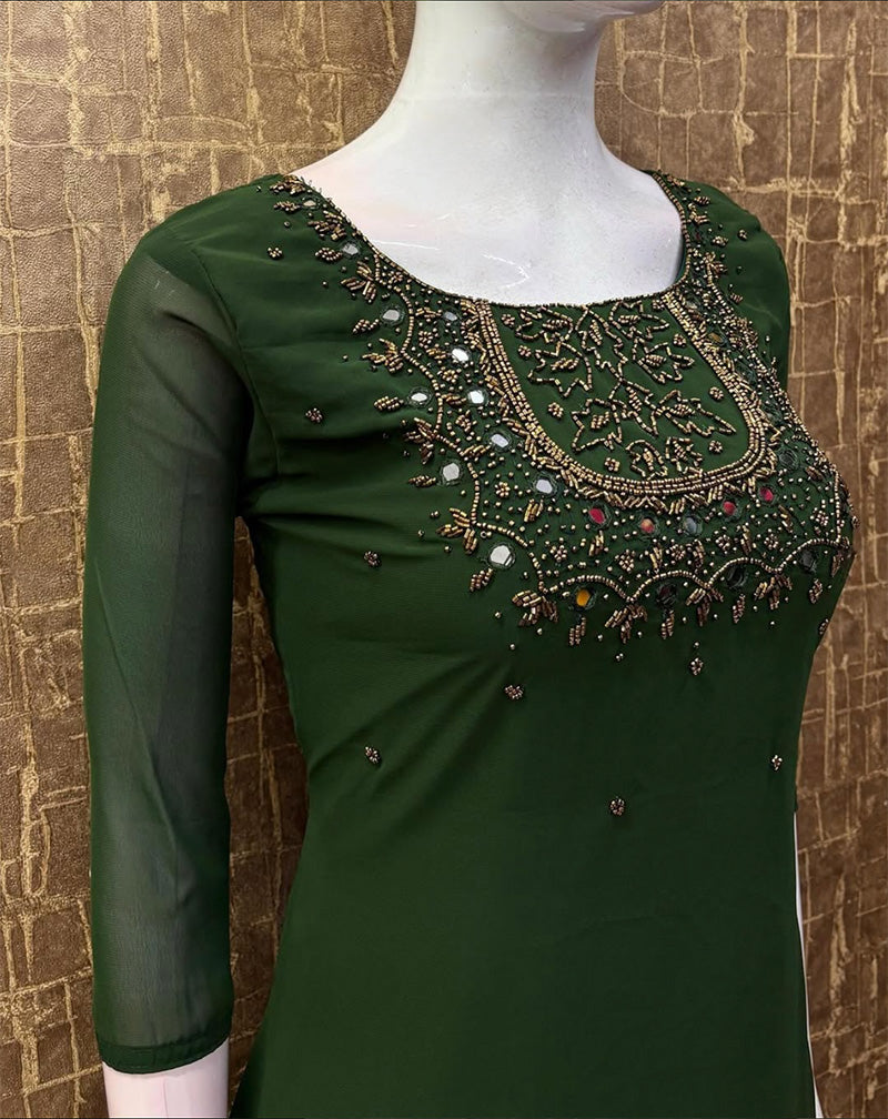 Georgette Handwork A-Line Partywear Kurti - CLS0093