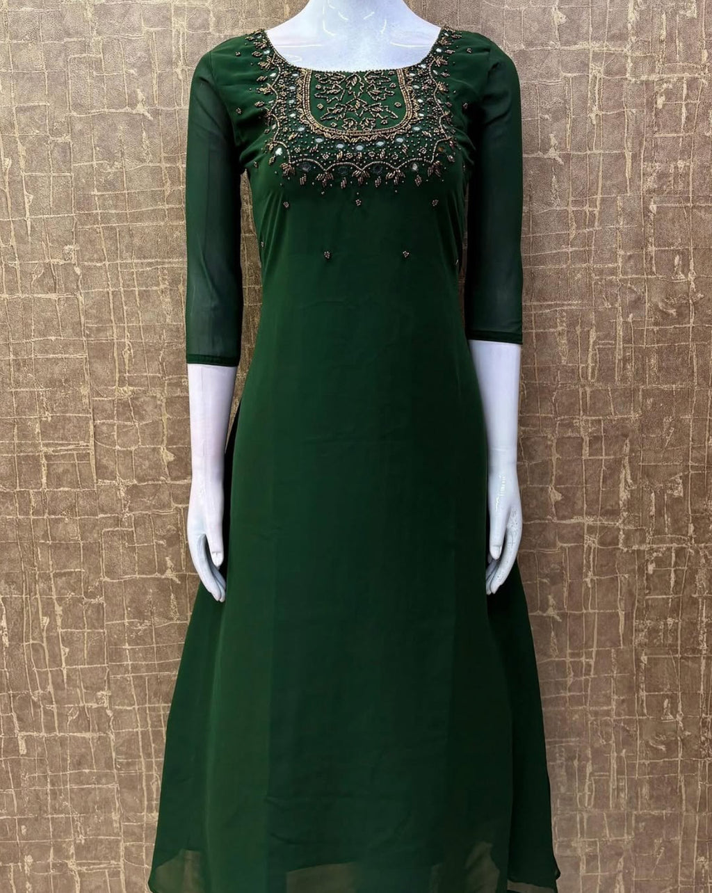 Georgette Handwork A-Line Partywear Kurti - CLS0093