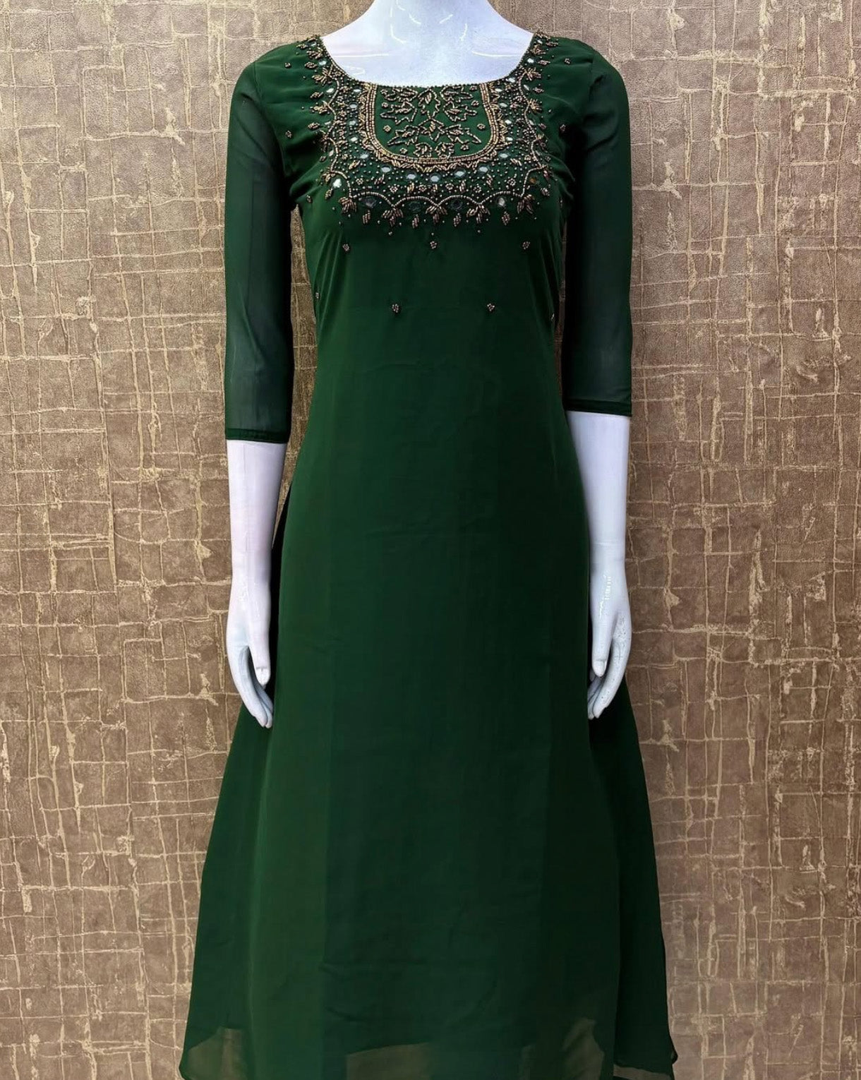 Georgette Handwork A-Line Partywear Kurti - CLS0093