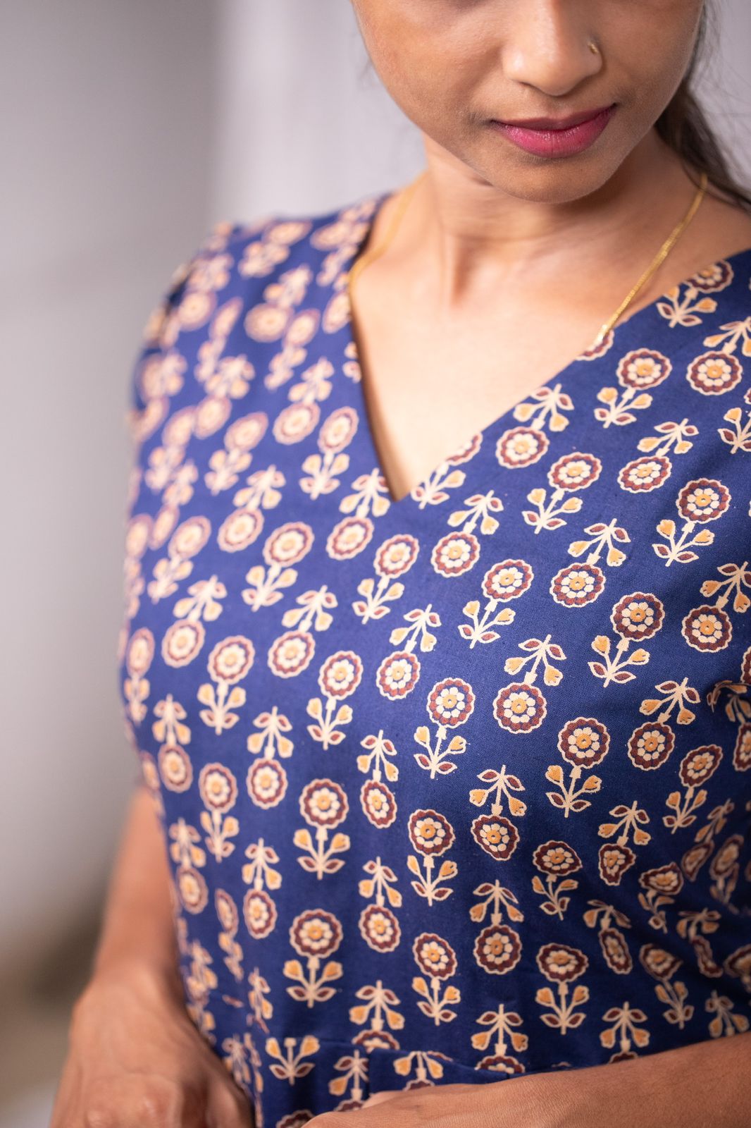 Handcrafted Cotton Ajrakh Dress with Soft Cotton Lining