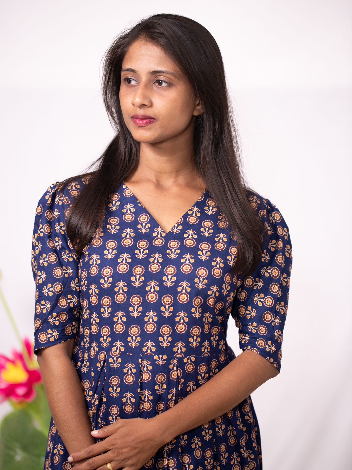 Handcrafted Cotton Ajrakh Dress with Soft Cotton Lining