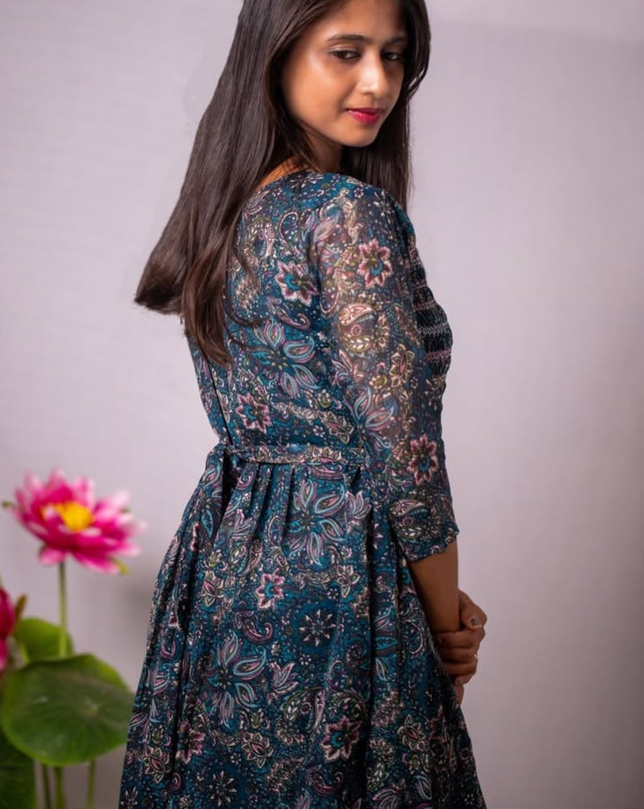 Printed georgette dress