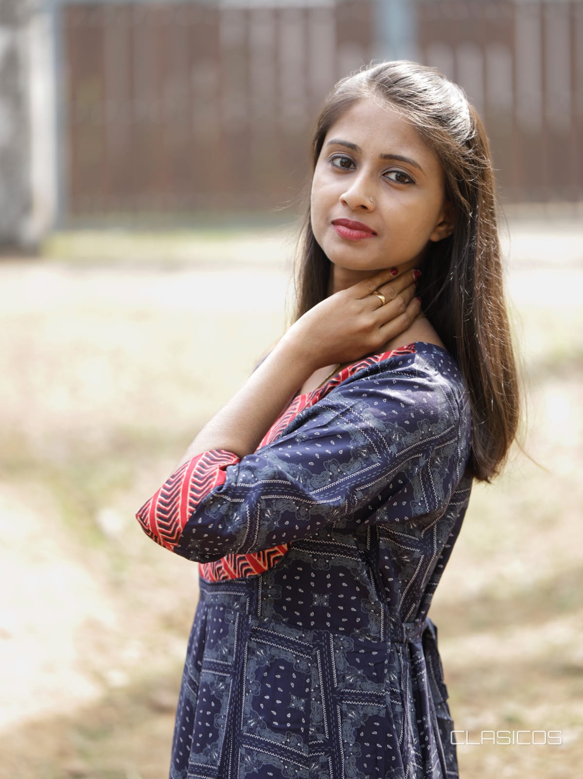 Rayon Panel Cut Kurti with Mirror Work & Back Tie Detail