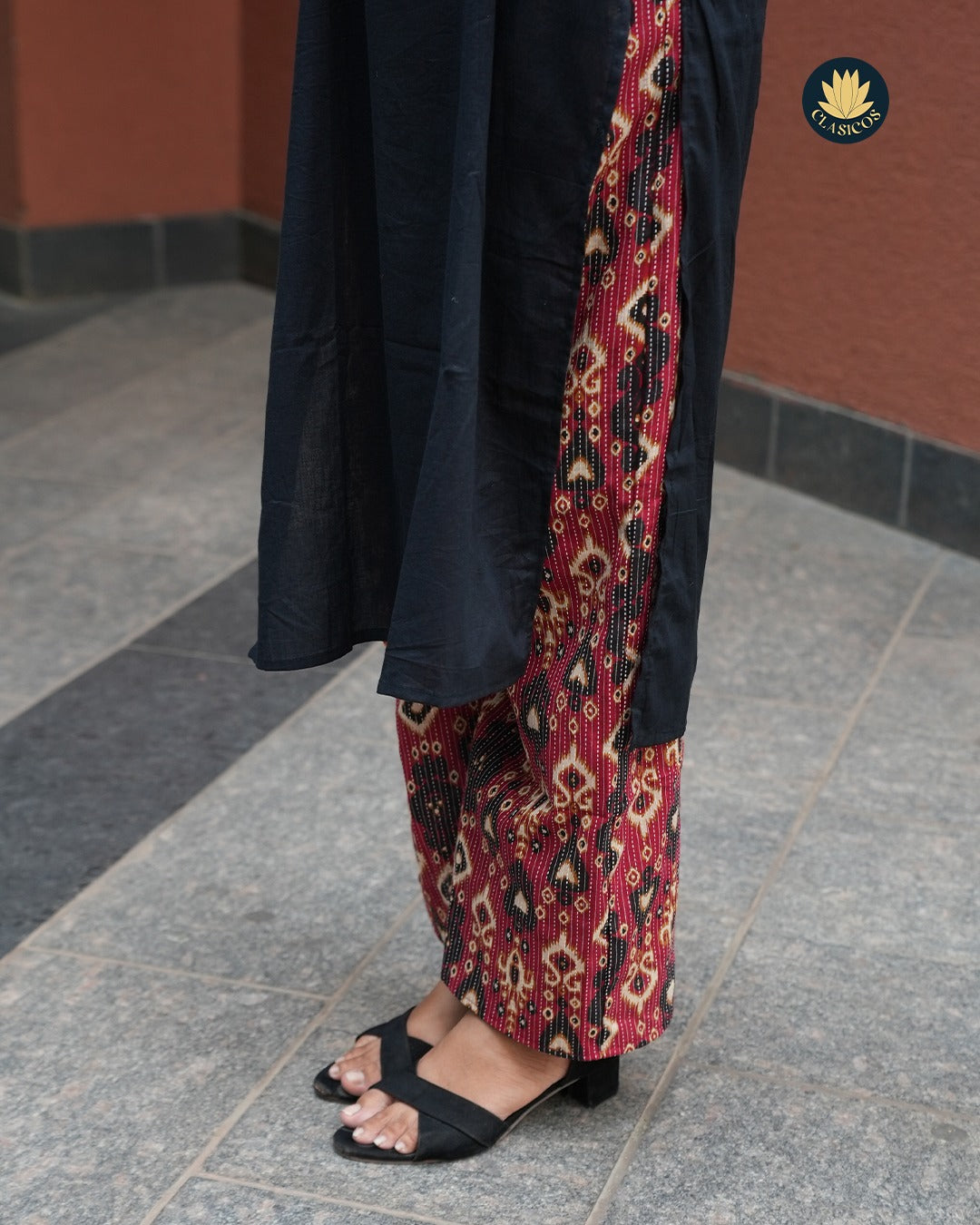 Cotton Coord Set with Printed Patch & Kantha Detailing - CLS0123