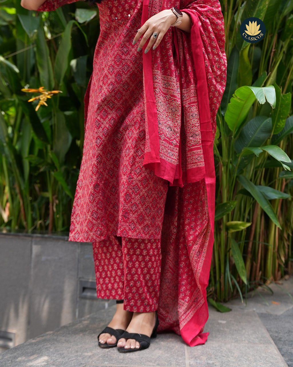 Pure Cotton Ajrakh Printed Salwar Set  - CLS0124
